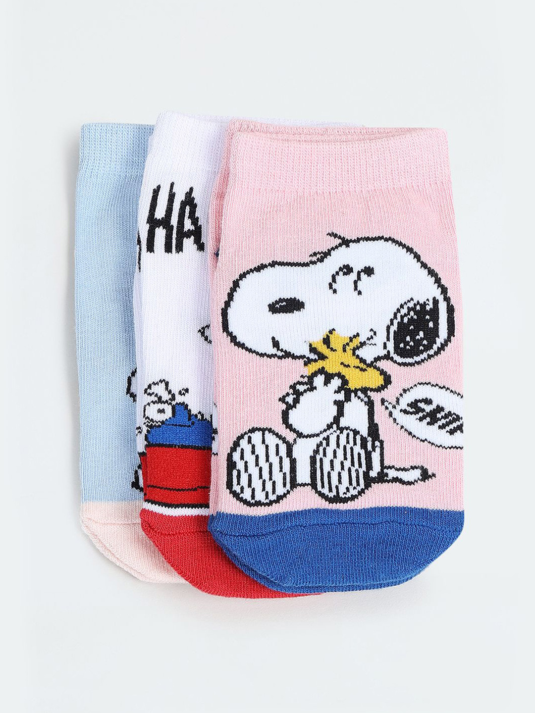

max Girls Pack Of 3 Printed Ankle-Length Socks, White