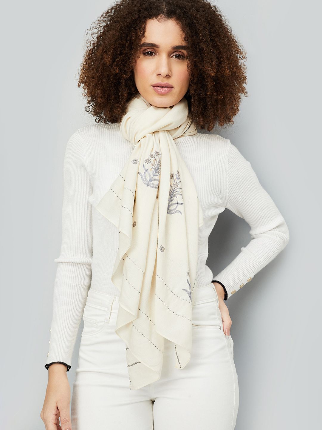 

max Women Printed Scarf, Off white