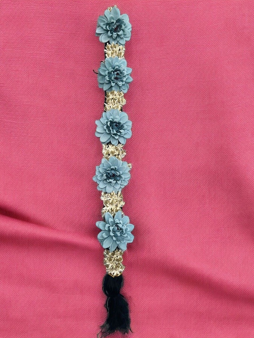 

VAGHBHATT Bharatanatyam Savaram & Kunjalam Kemp Ready Jada Set - 24 cm - Blue
