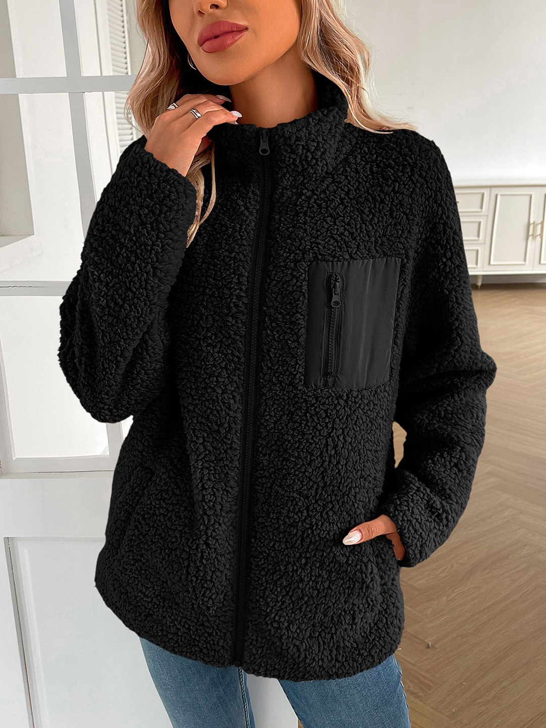 

StyleCast x Revolte Women Longline Open Front Jacket, Black