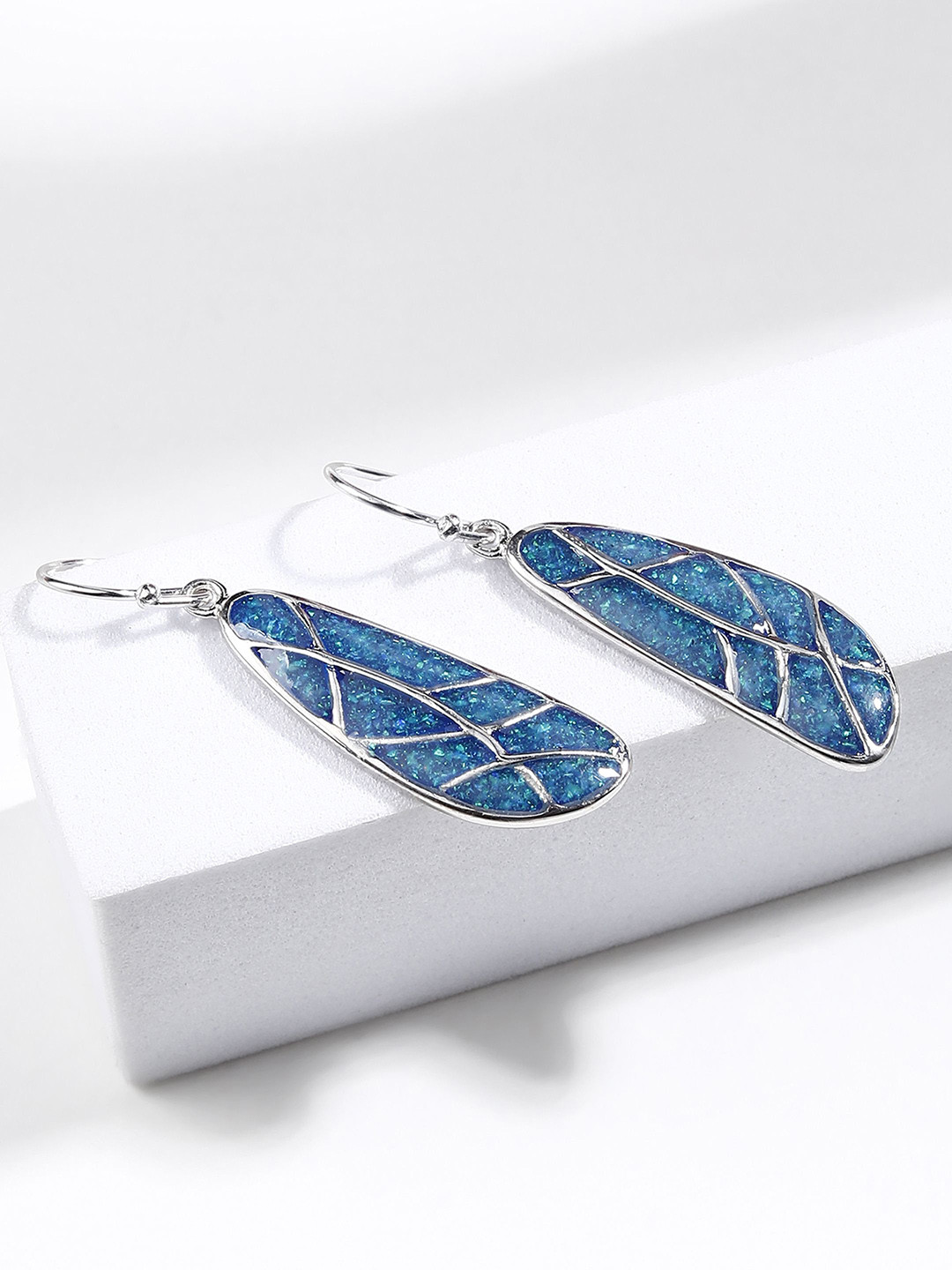 

DIAVO Women Rhodium Silver Toned Drop Earrings