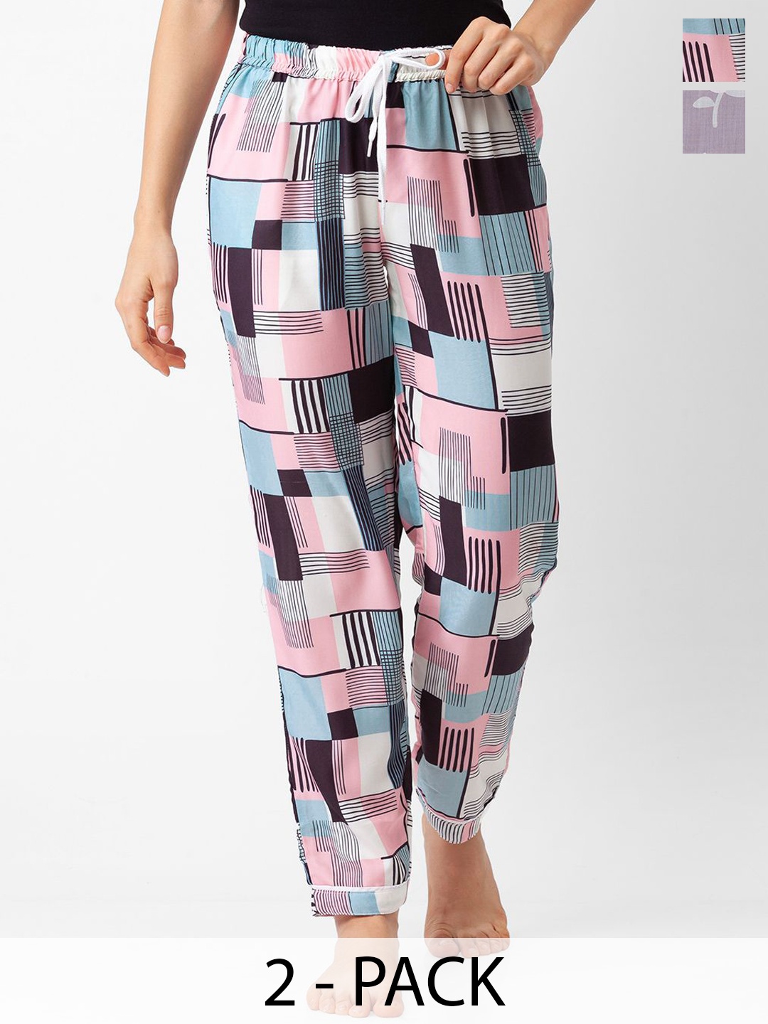 

FashionRack Women Pack Of 2 Printed Lounge Pants, Grey