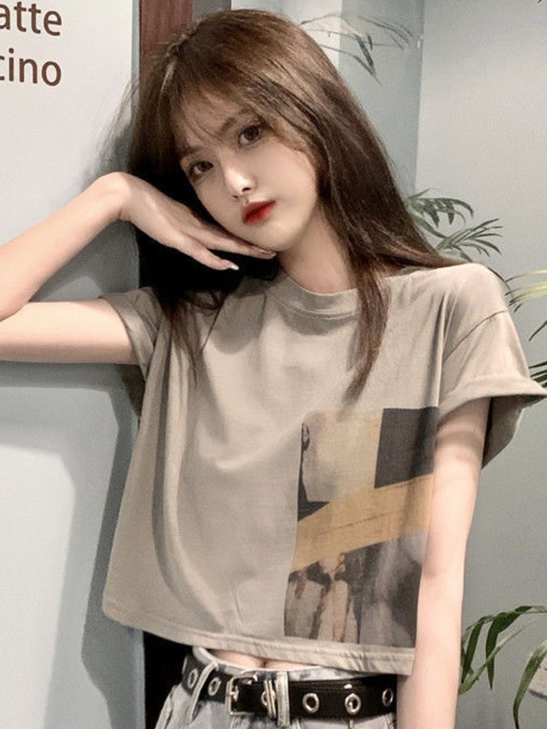 

StyleCast Print Crop Top, Brown