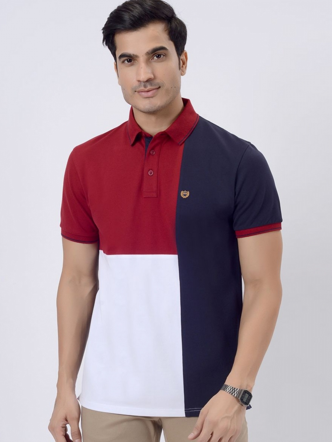 

JADE BLUE Men Striped Polo Collar Slim Fit T-shirt, Multi