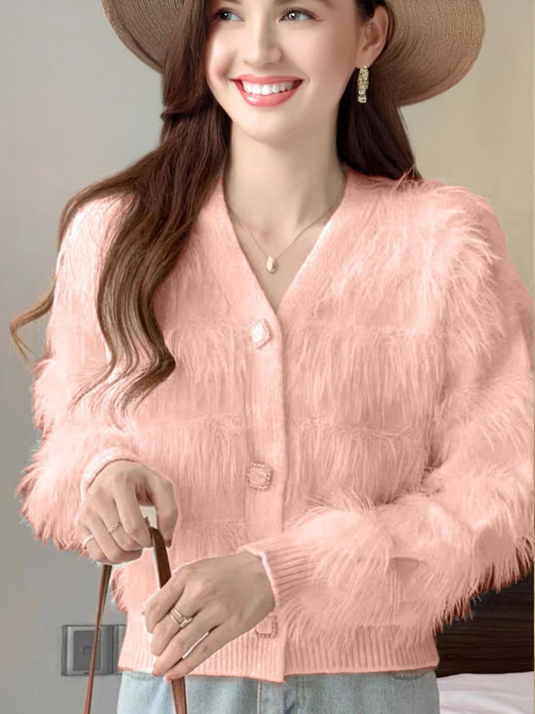 

StyleCast Women Woollen Cardigan, Peach