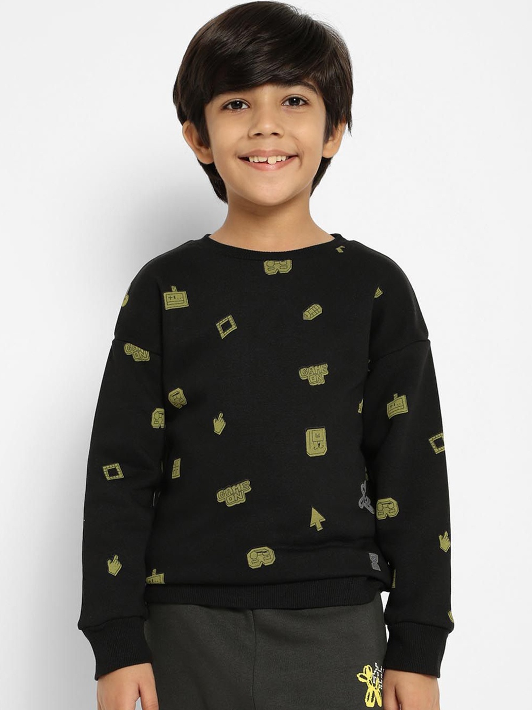 

Somersault Boys Graphic Printed Cotton Sweatshirt, Black