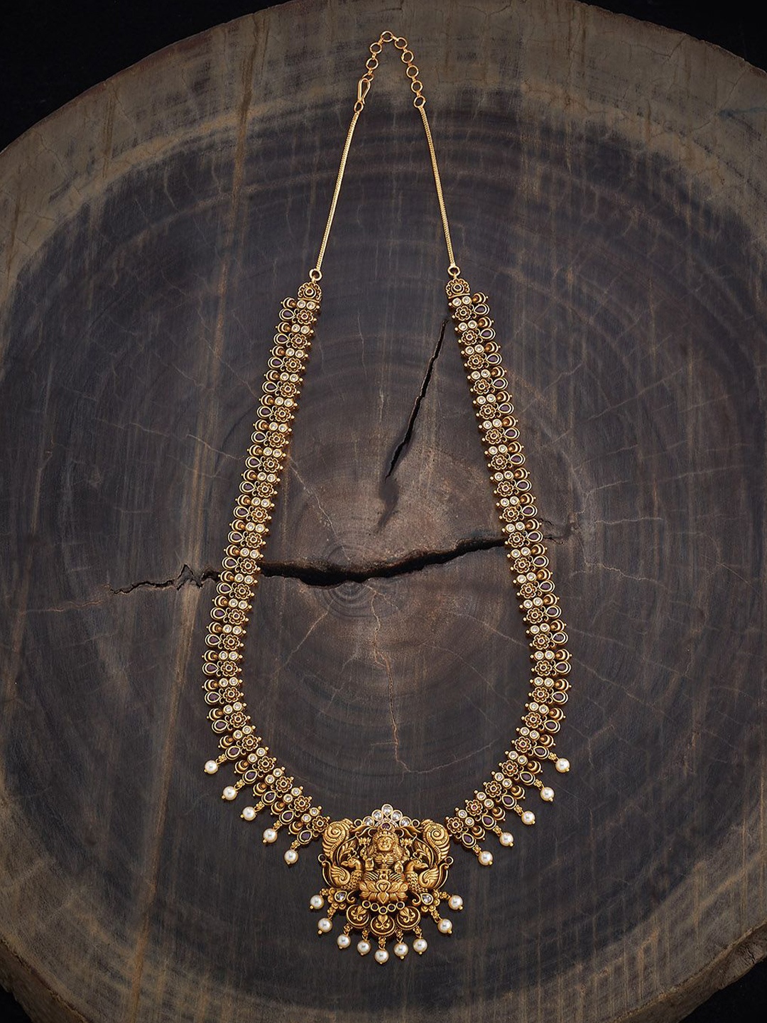 

Kushal's Fashion Jewellery Gold-Plated Studded & Beaded Lakshmi Goddess Antique Necklace