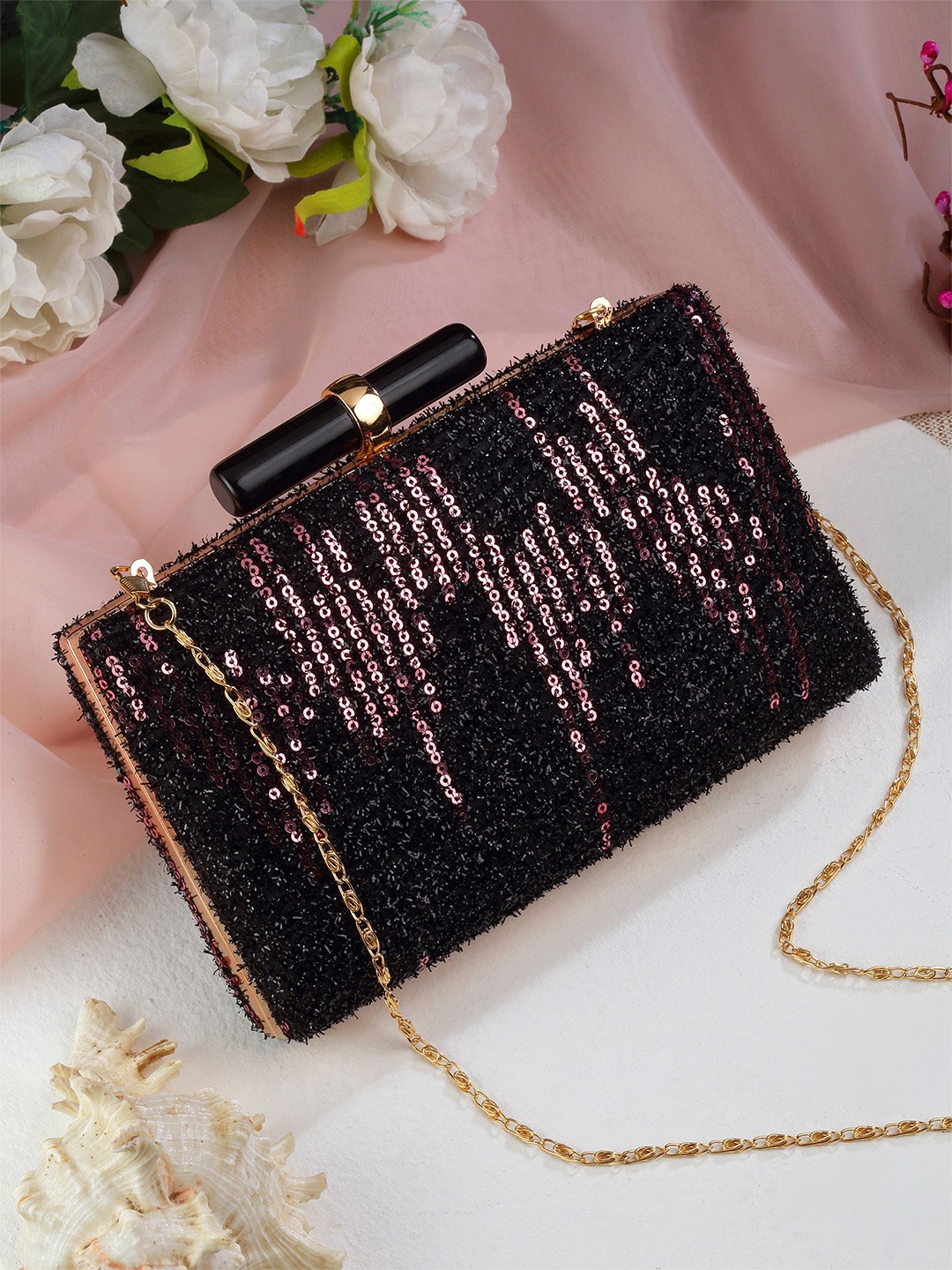 

Bohey by KARATCART Embellished Box Clutch, Black