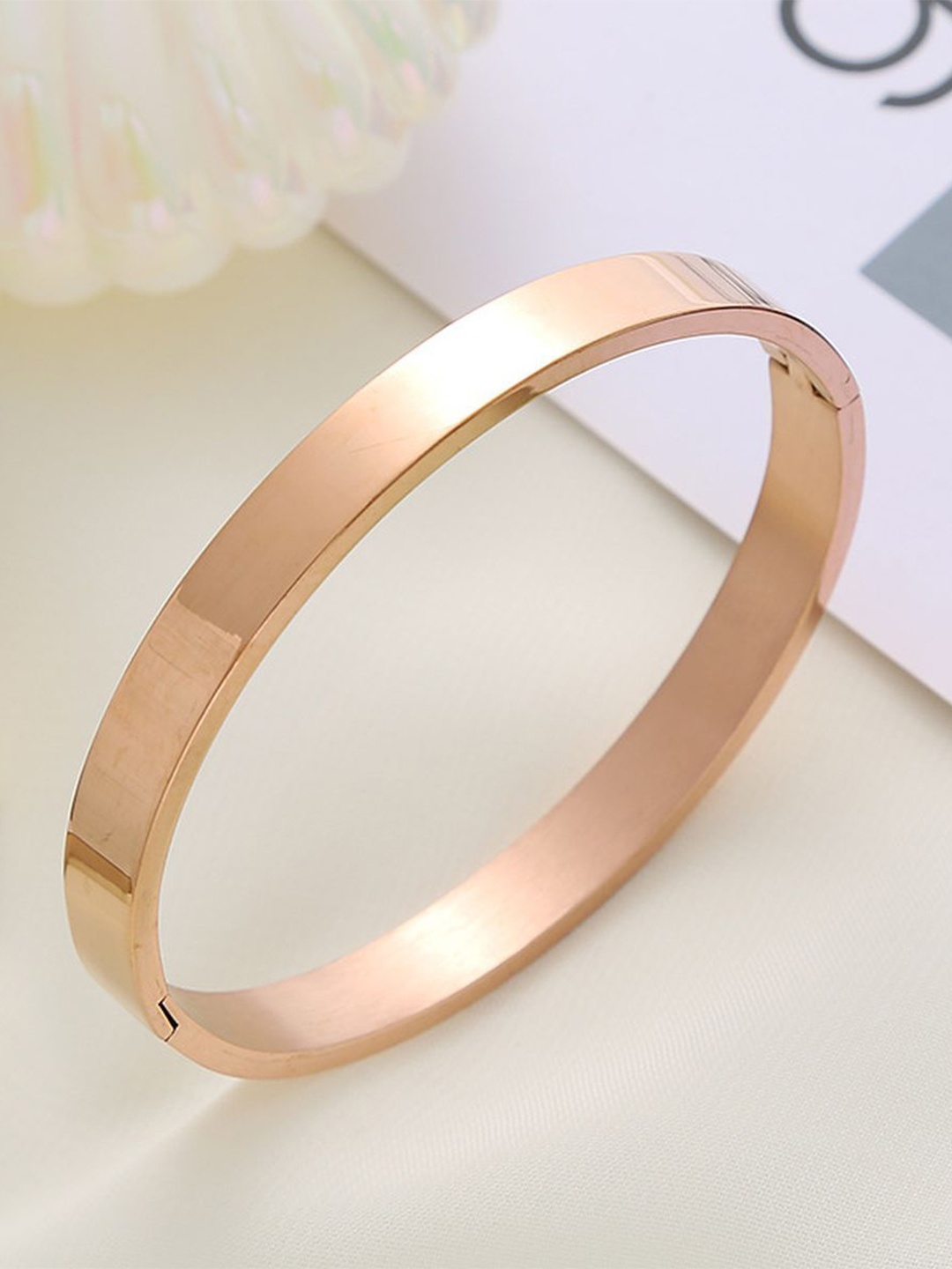 

ZIVOM Women Rose Gold-Plated Kada Bracelet, Orange