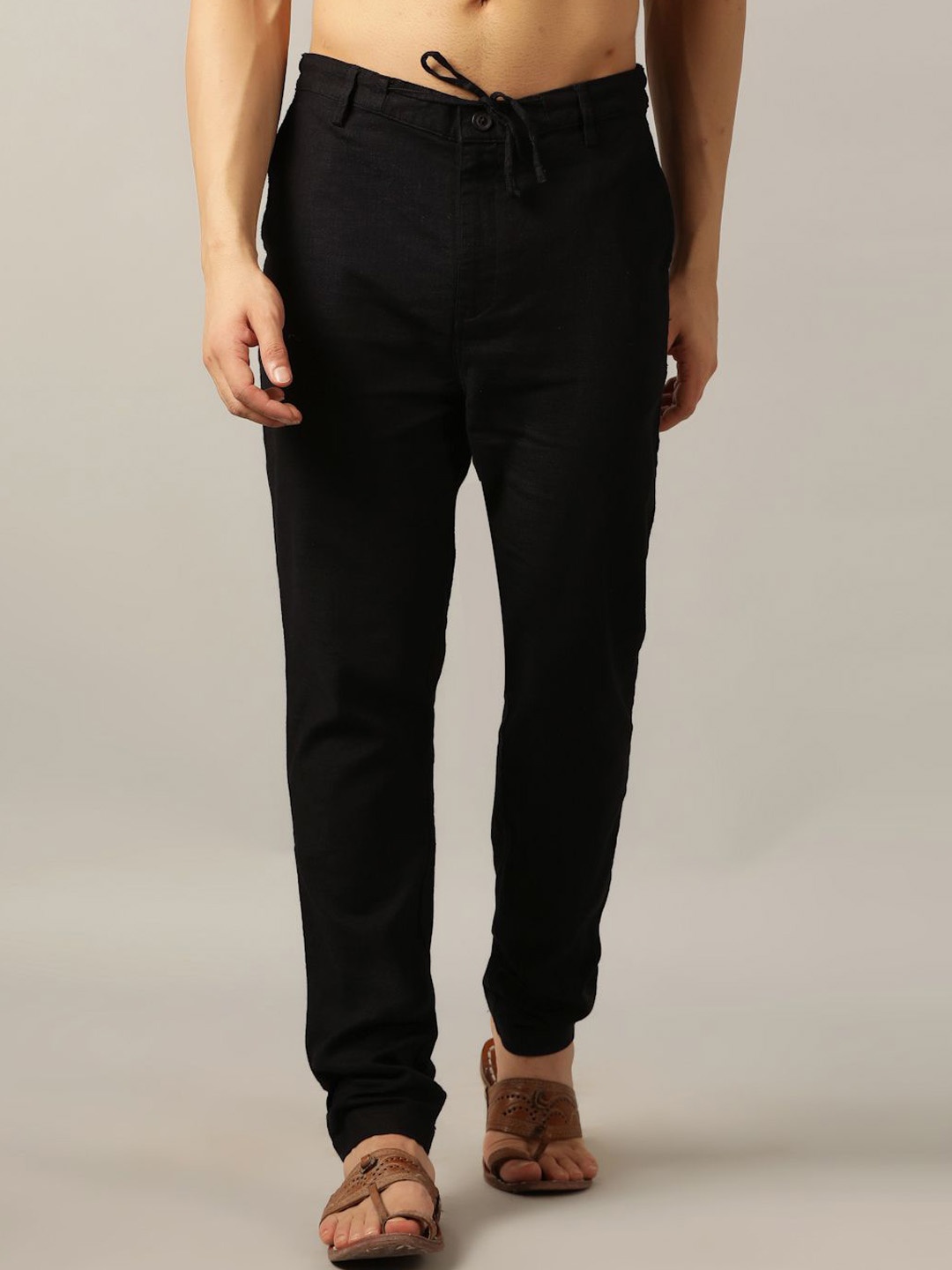 

JADE BLUE Men Pure Cotton Mid Rise Pyjamas, Black
