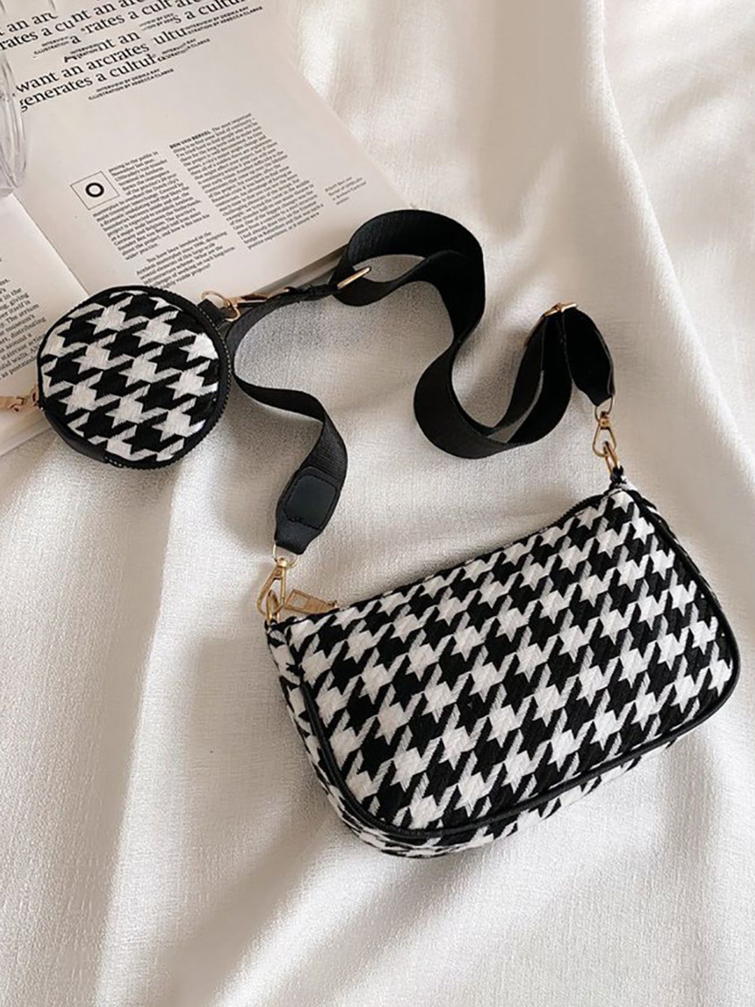 

StyleCast x Revolte Checked PU Hobo Bag, Black
