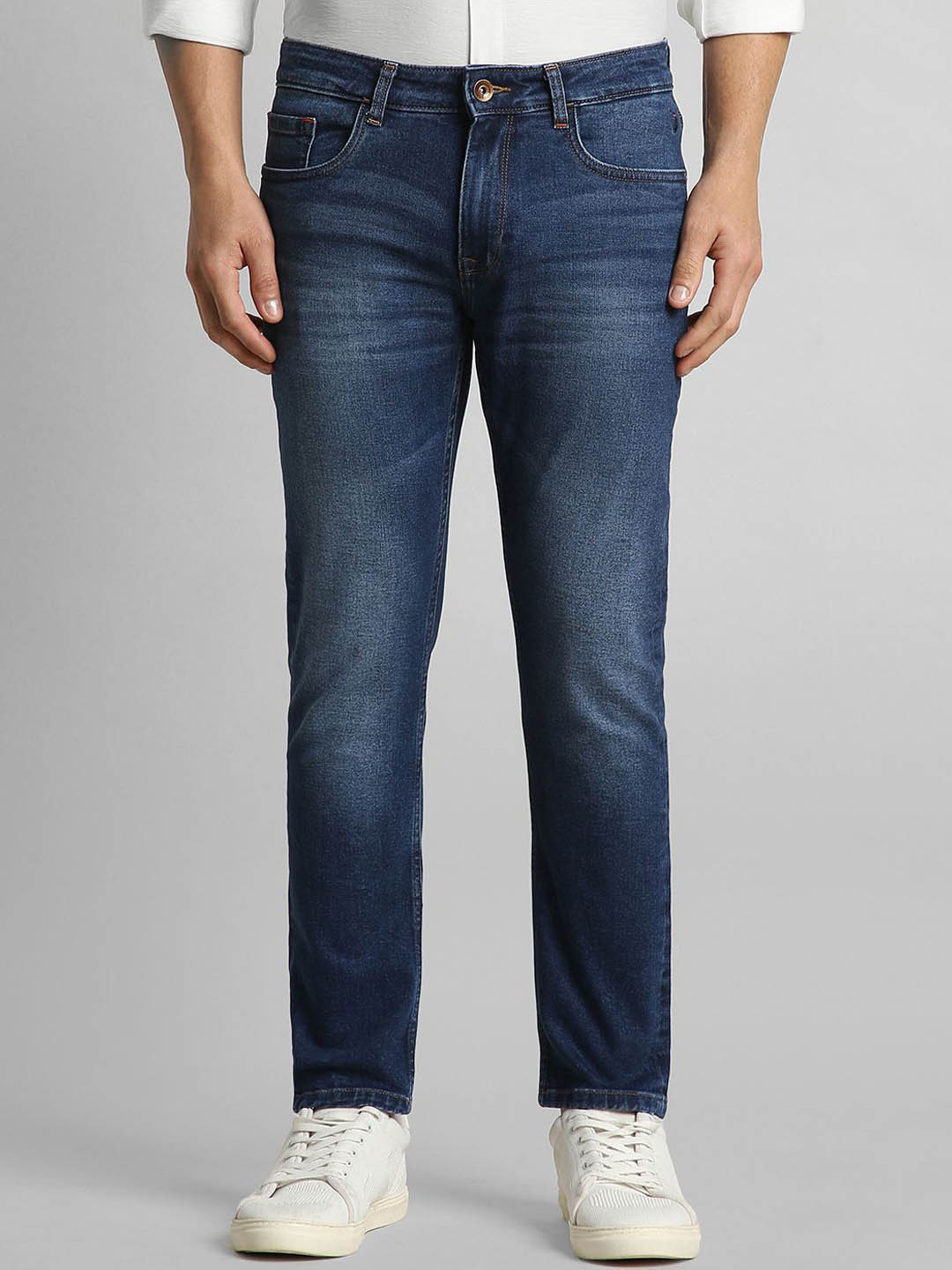 

SIMON CARTER LONDON Men Cotton Classic Light Fade Mid-Rise Jeans, Navy blue