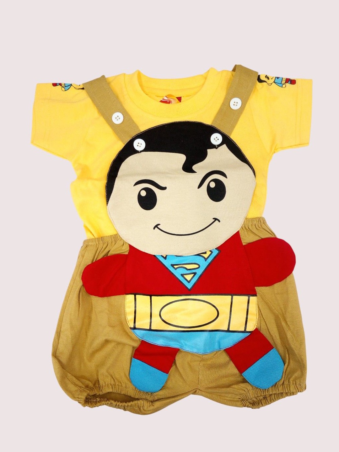 

Yellow Bee Infants Boys Cartoon Superhero Face Dungaree With T-Shirts