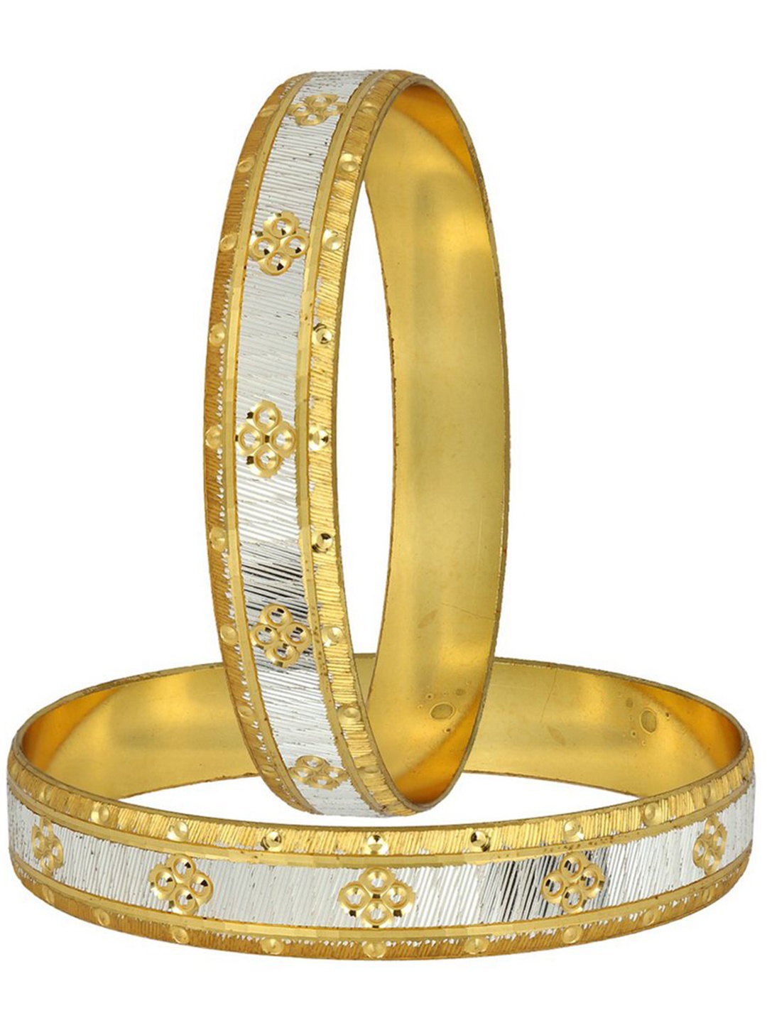 

ZIVOM Gold-Plated & Rhodium-Plated Set Of 2 Bangles