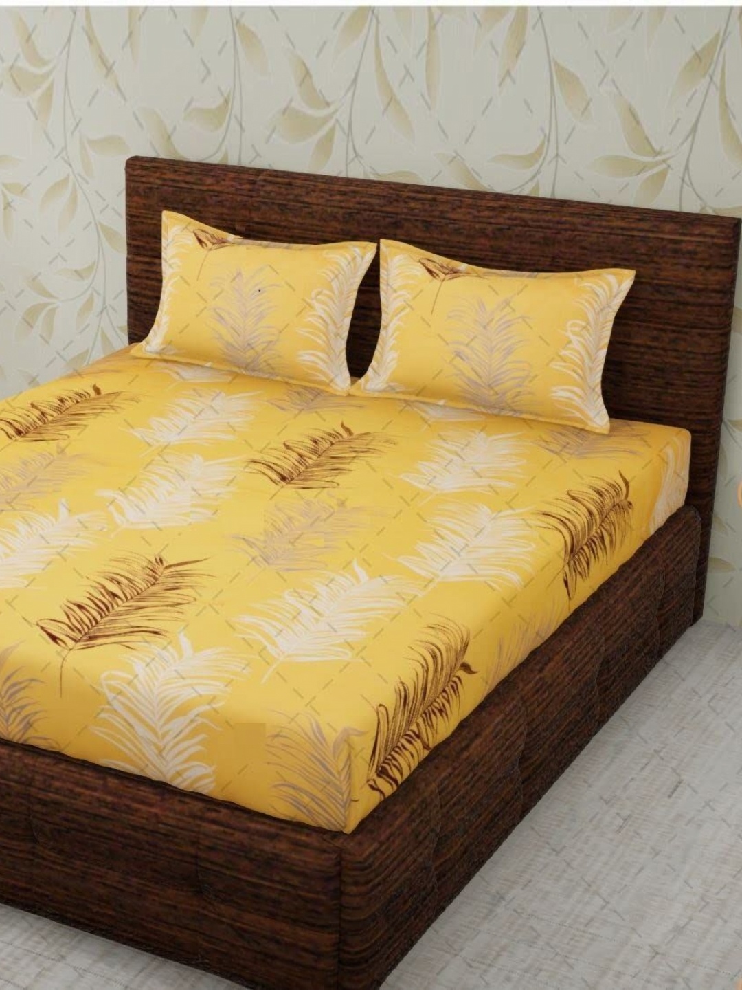 

Aura Yellow & White Floral 144 TC Queen Bedsheet with 2 Pillow Covers