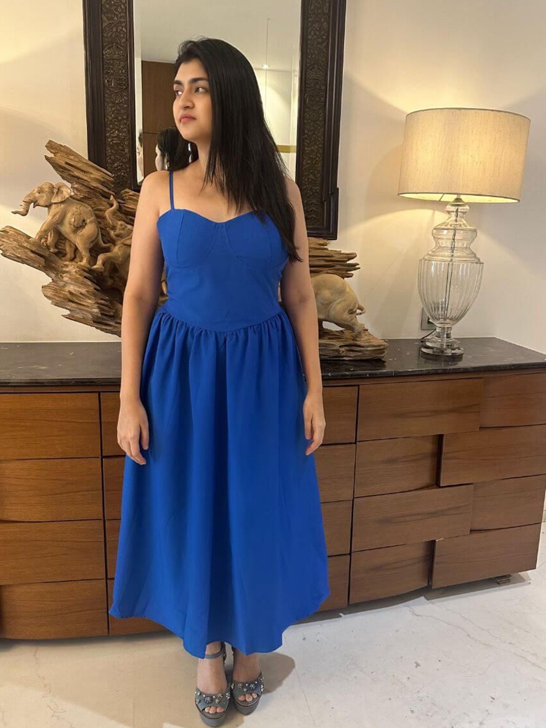 

FancyPants Women Fit and Flare Midi Dress, Blue