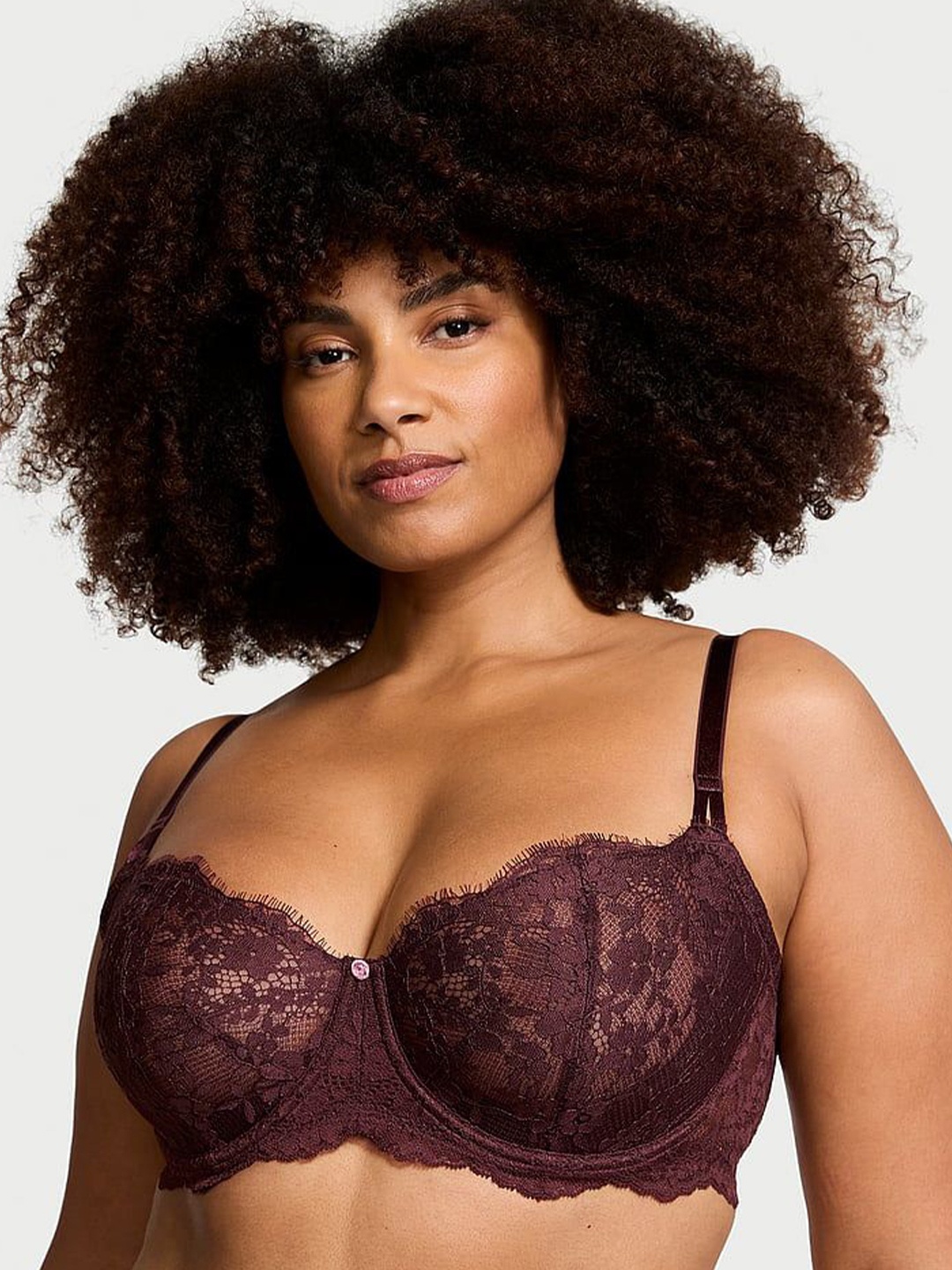 

Victoria's Secret Half Coverage Self Design All Day Comfort Cut and Sew Balconette Bra, Burgundy