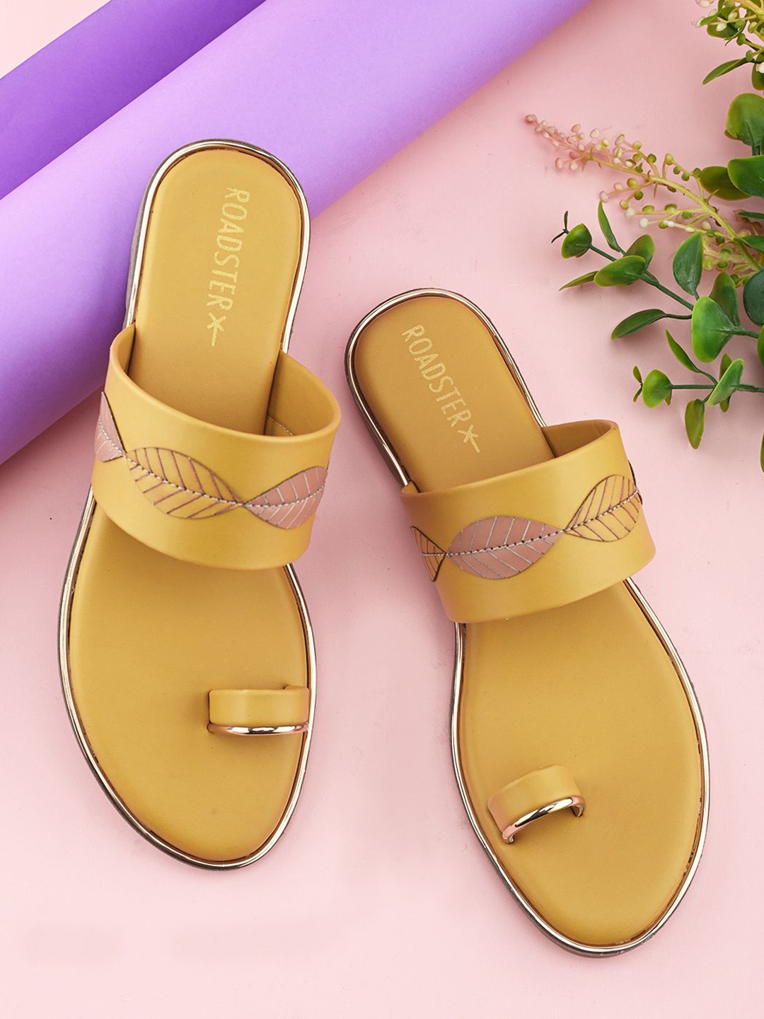 

The Roadster Lifestyle Co Women Printed One Toe Flats, Yellow