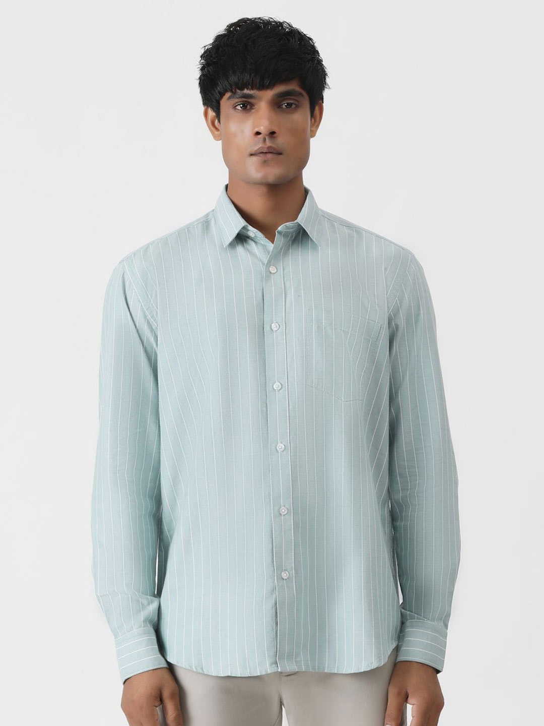 

Greenfibre Men Opaque Striped Casual Shirt, Blue