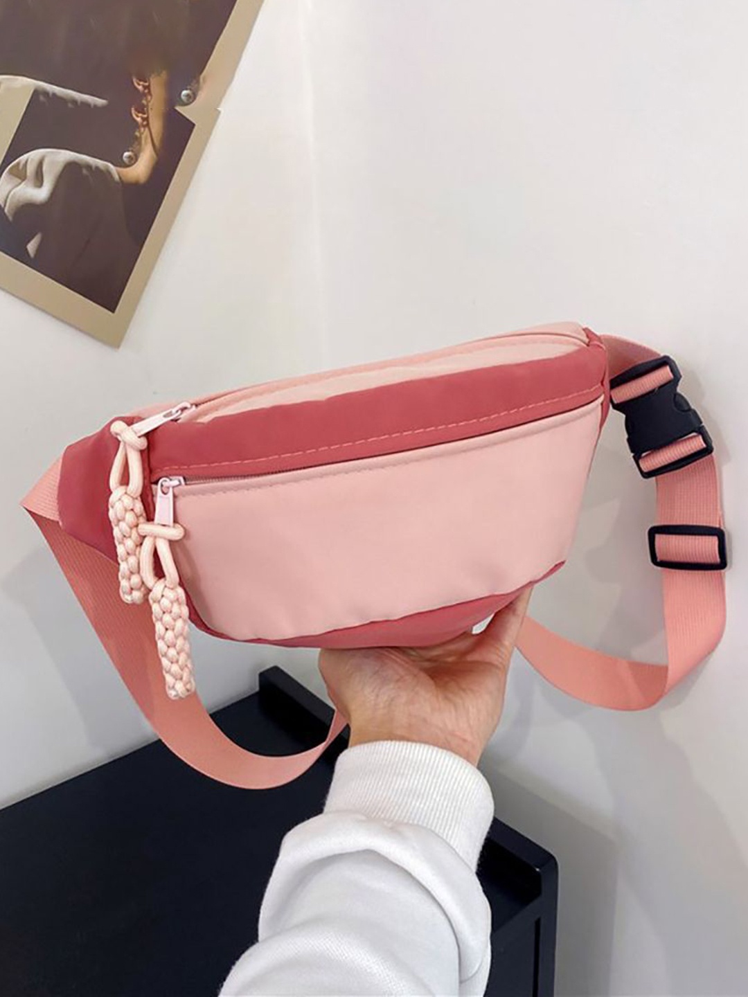 

StyleCast x Revolte Colourblocked Hobo Bag with Applique, Pink
