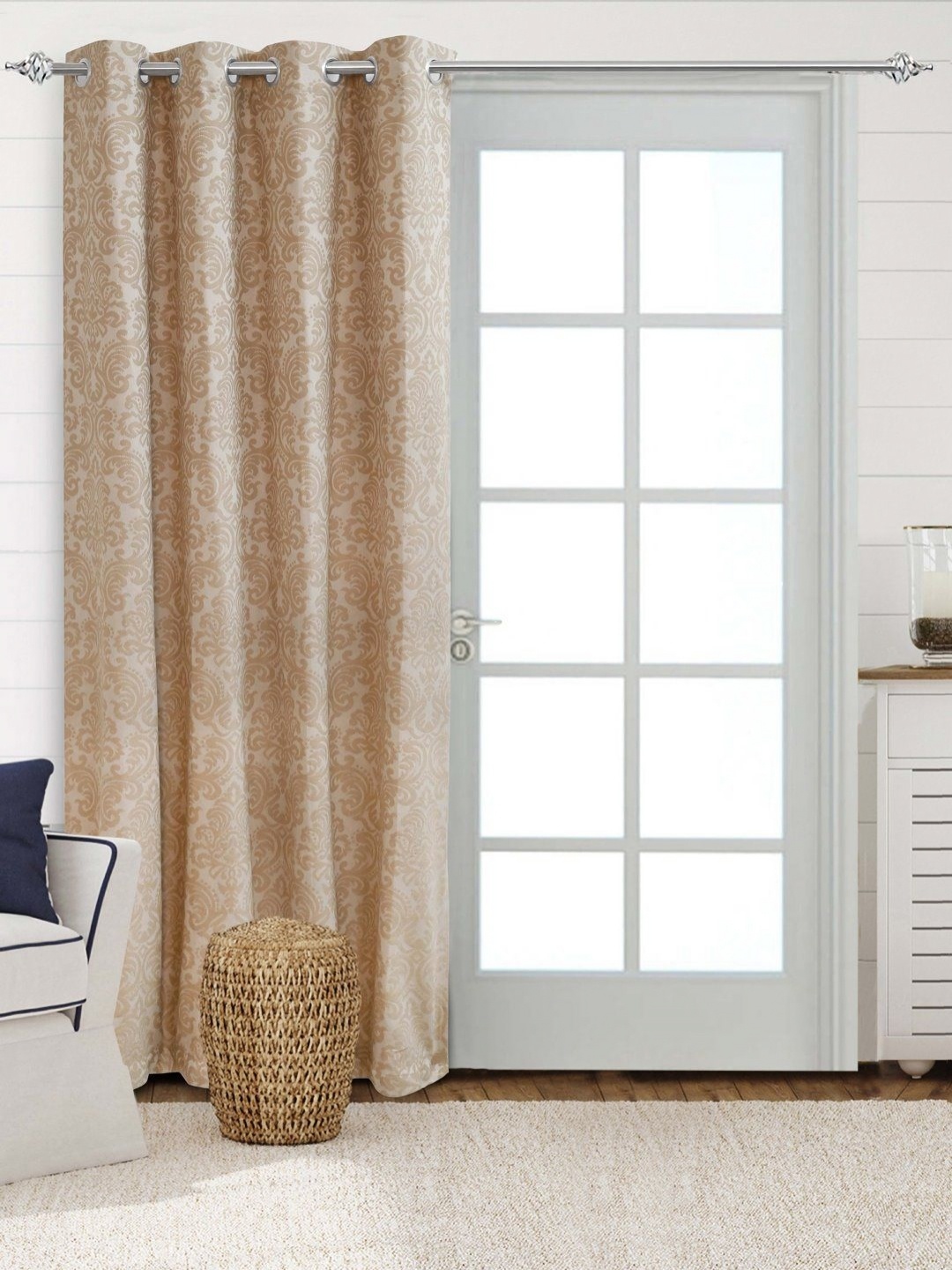 

Saral Home Beige & Brown Floral Room Darkening Long Door Curtain