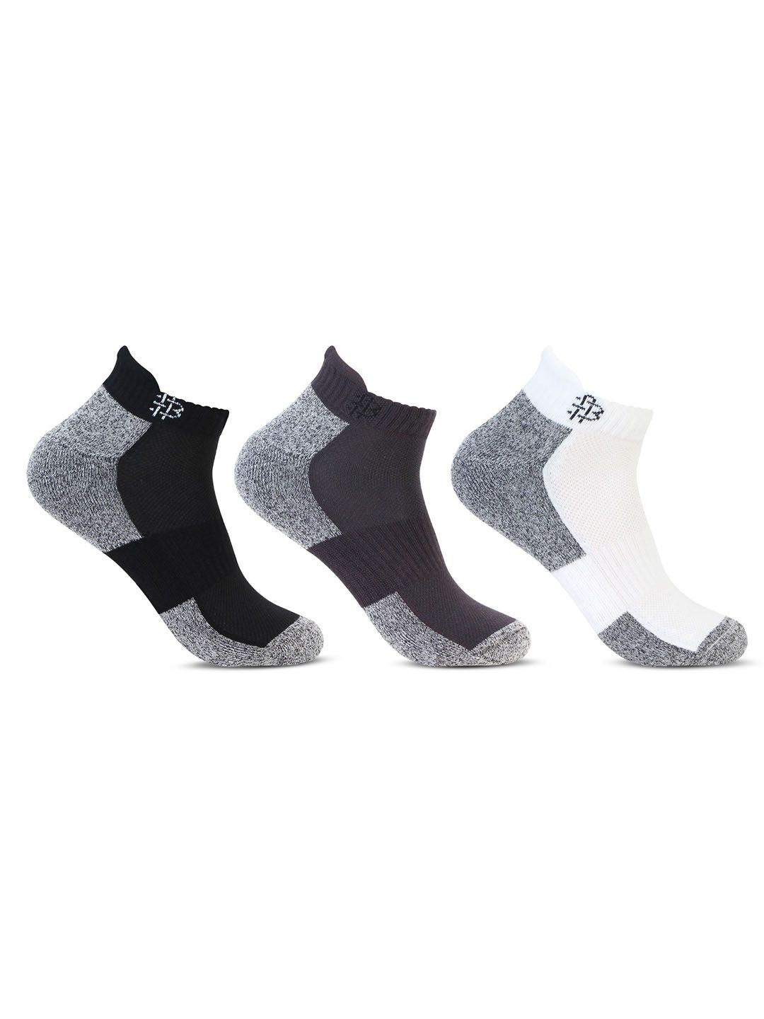 

Bonjour Men Pack Of 3 Colourblocked Ankle Length Socks, Black