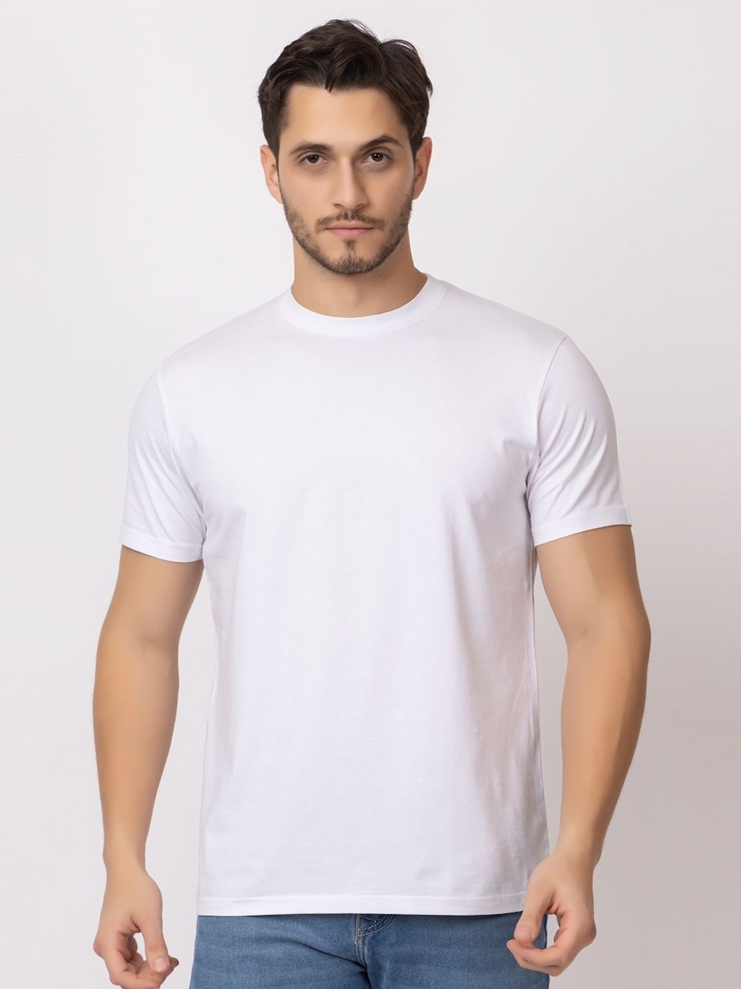 

ARIIX Men Solid Round Neck Cotton T-shirt, White