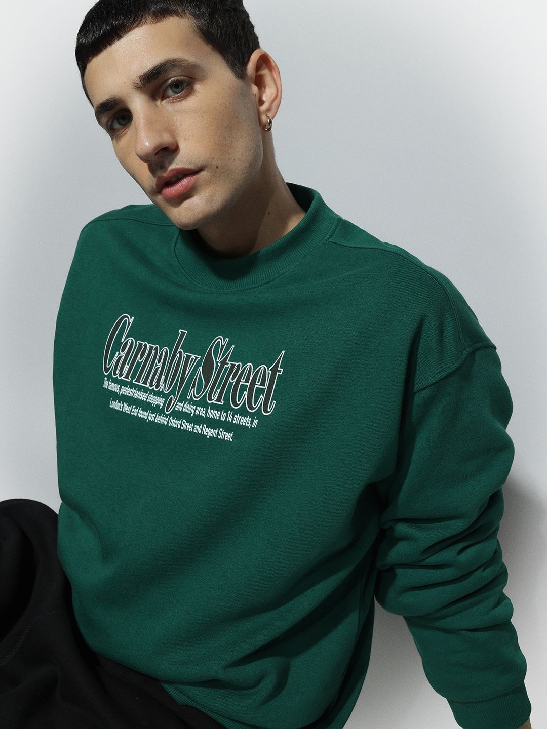 

H&M Relaxed Fit Printed Sweatshirt, Green