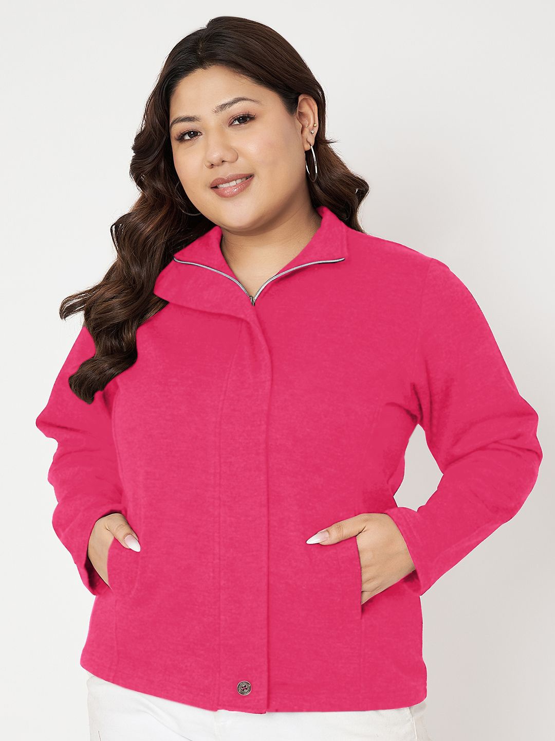 

BRINNS Plus Size Mock Neck Casual Sweatshirt, Magenta