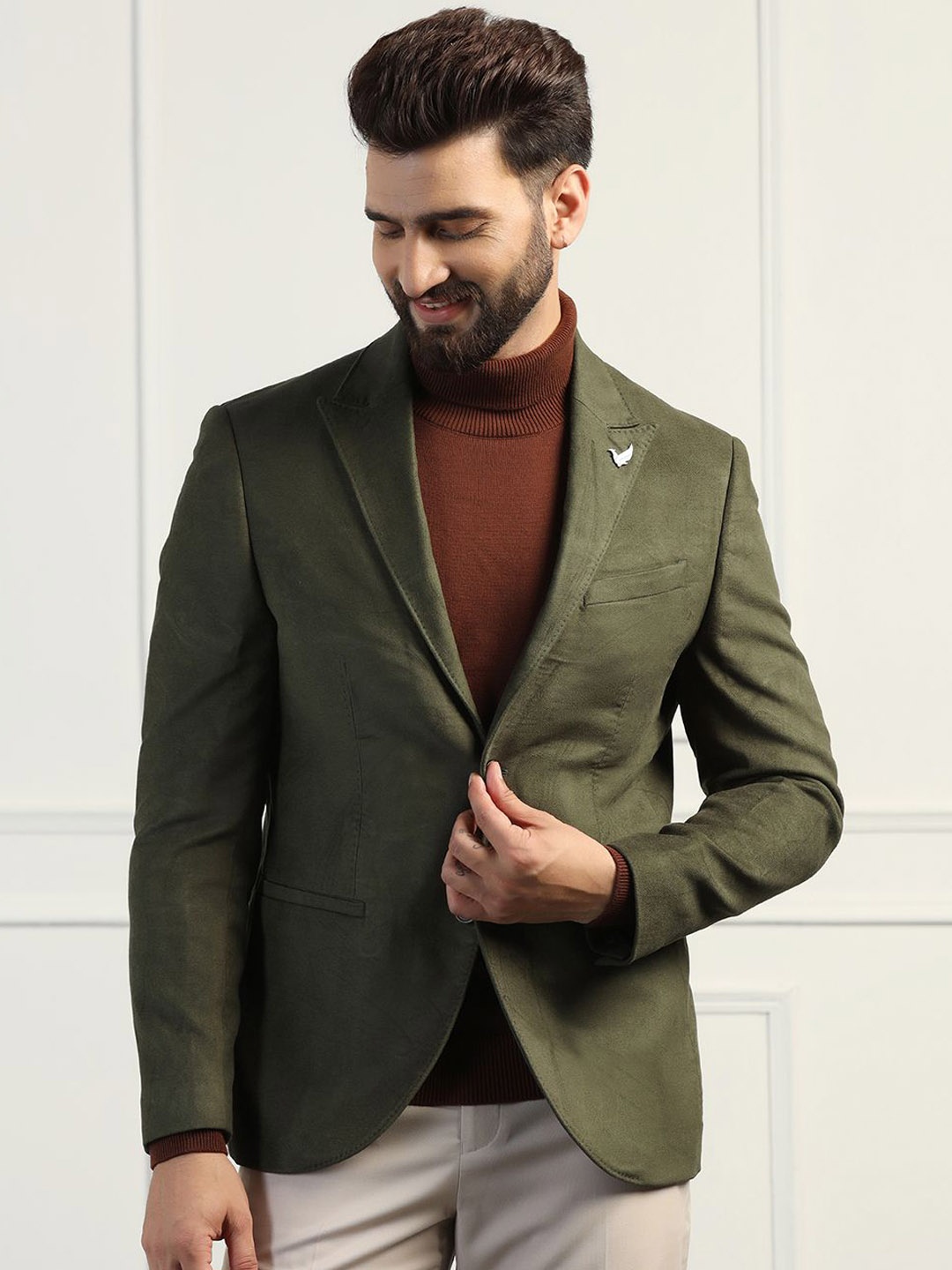 

Blackberrys Single-Breasted Formal Blazer, Olive