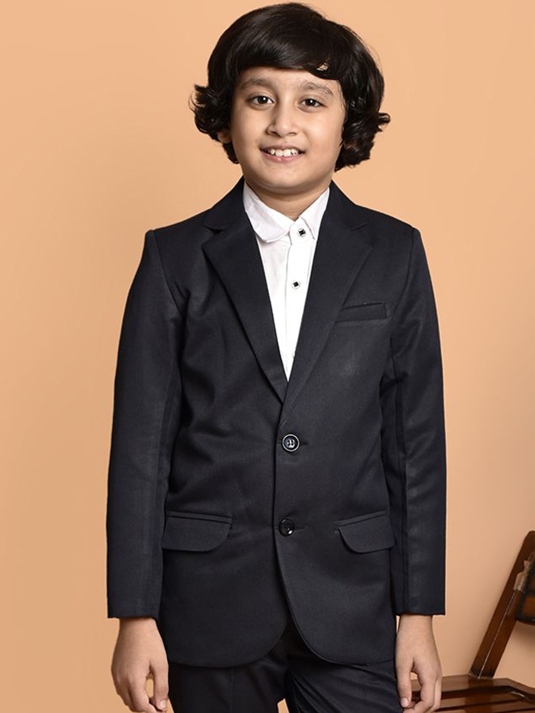 

PRINTCULTR Boys Single-Breasted Two-Piece Suit, Black