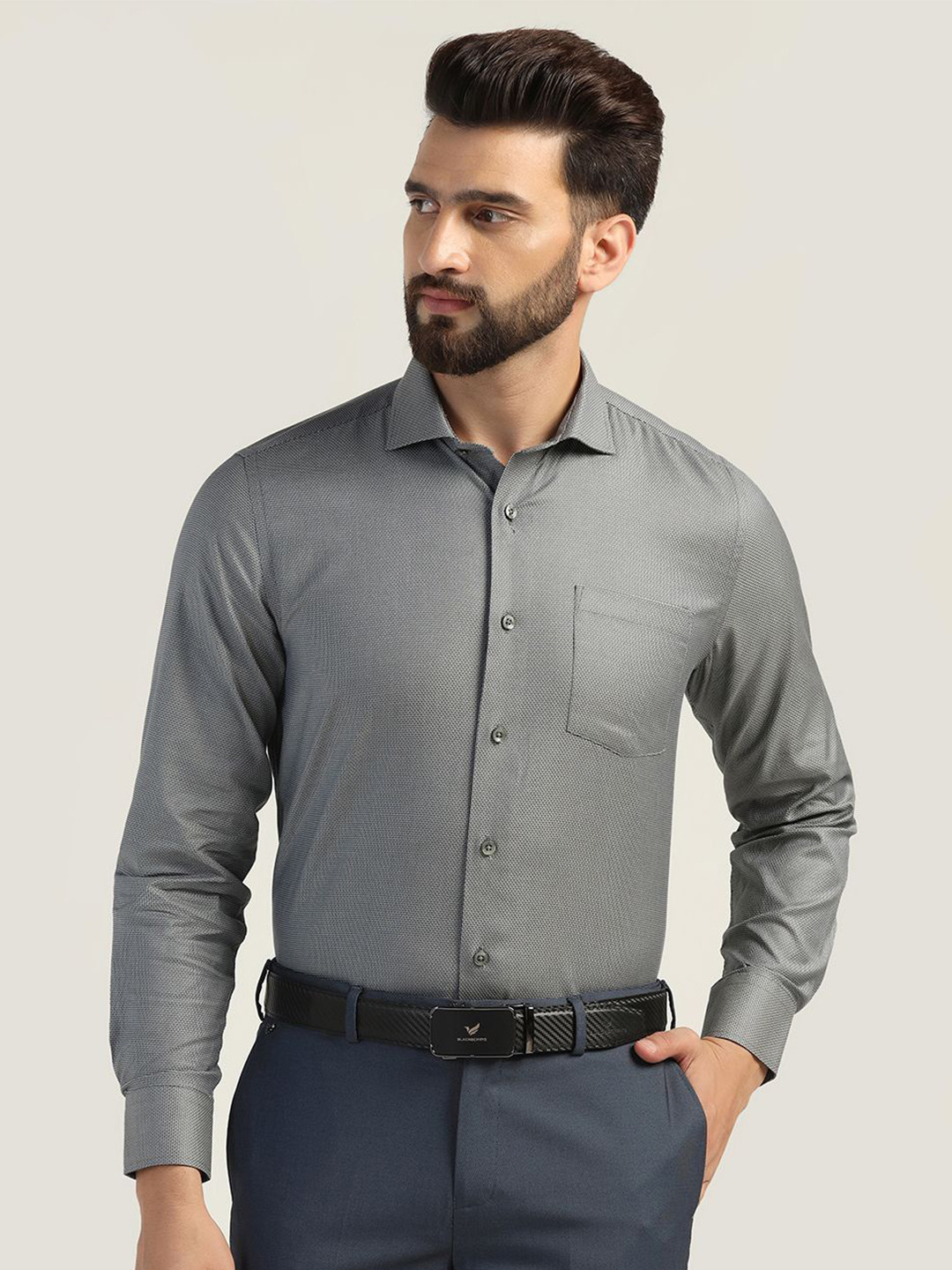 

Blackberrys Men Slim Fit Opaque Casual Shirt, Olive