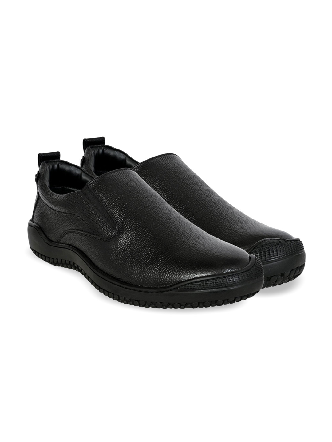 

Allen Cooper Men Leather Slip-On Sneakers, Black