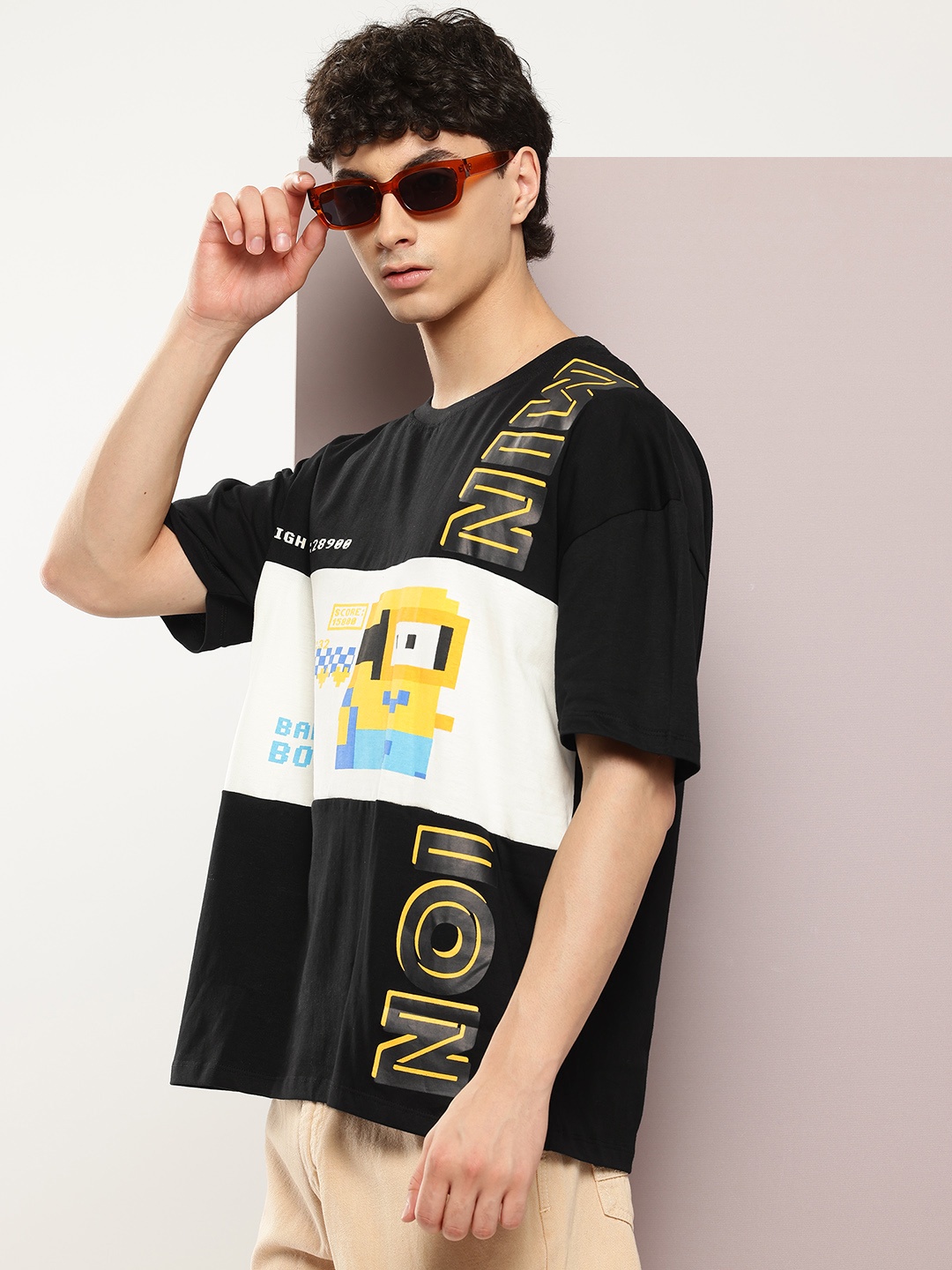 

Minions by Kook N Keech Pure Cotton Printed Oversized T-shirt, Black