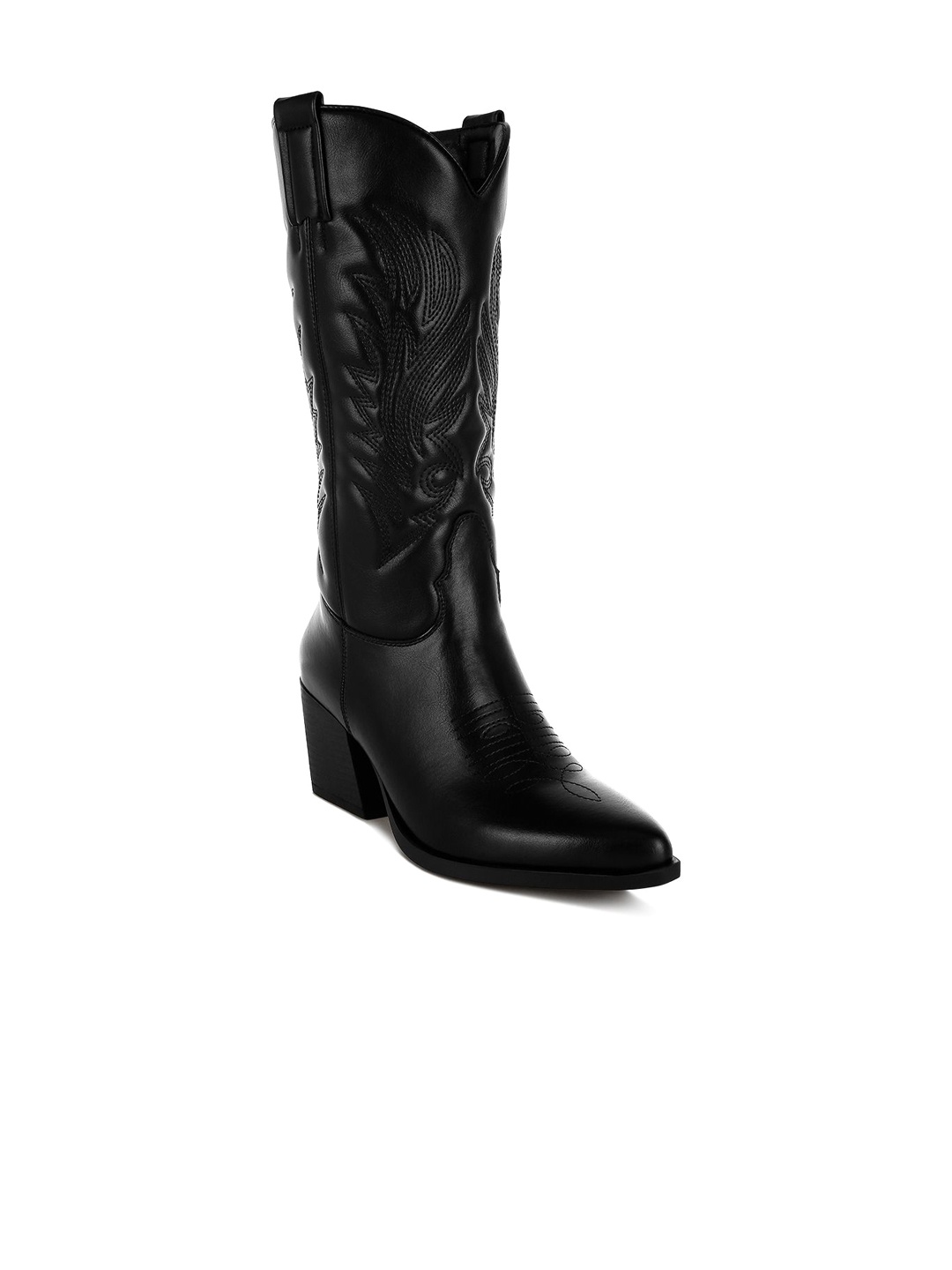 

London Rag Women Block Heeled Long Cowboy Boots, Black