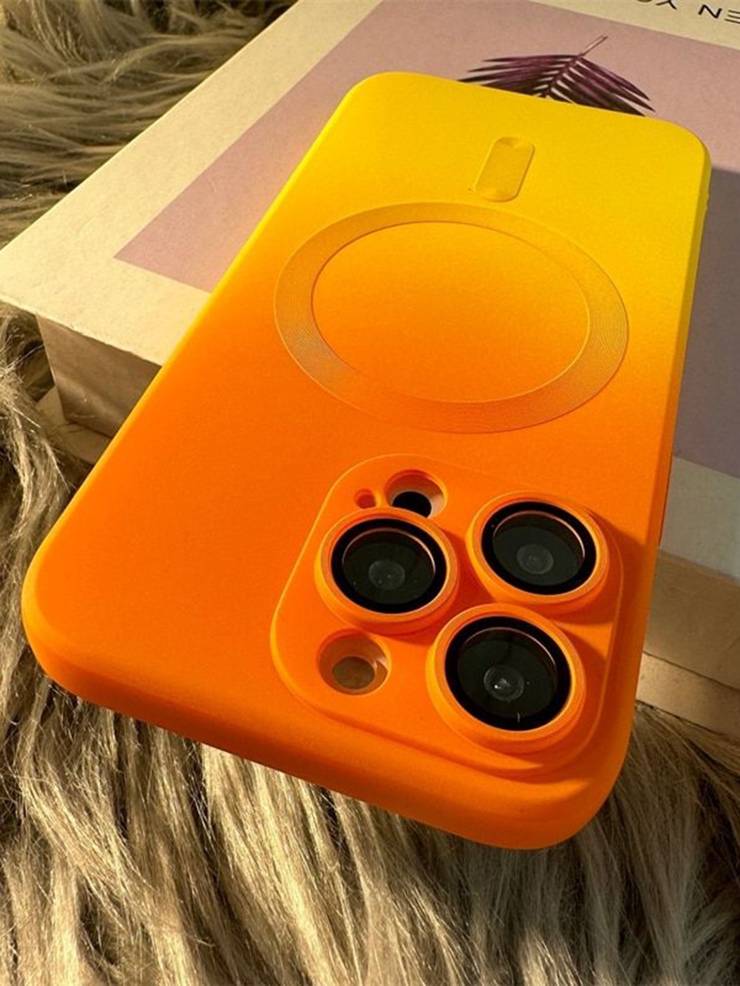 

Luxury Kase Solid Printed iPhone 14 Pro Max Back Case Mobile Accessories, Orange