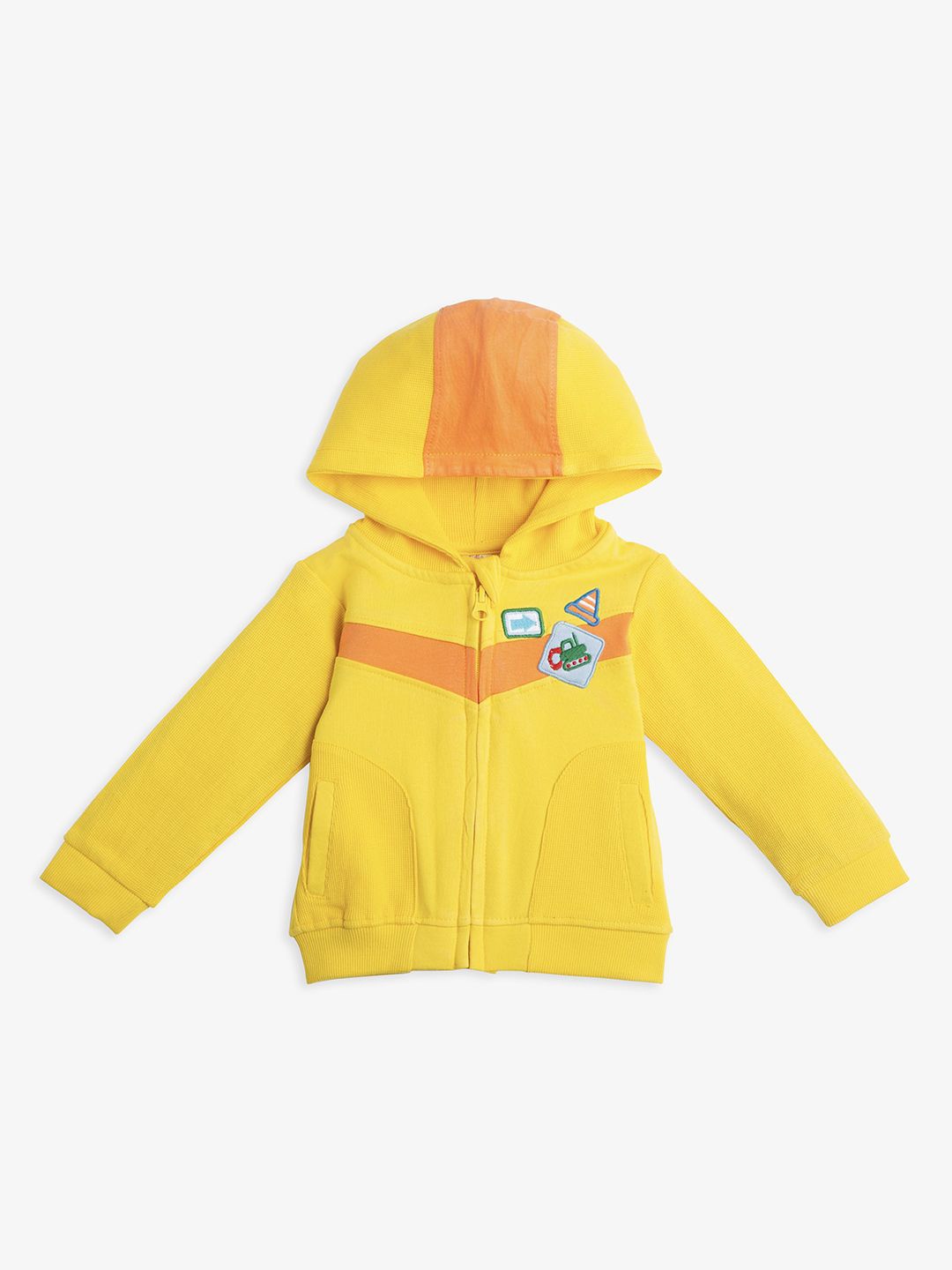 

Ed-a-Mamma Baby Boys Outdoor Open Front Jacket with Patchwork, Yellow