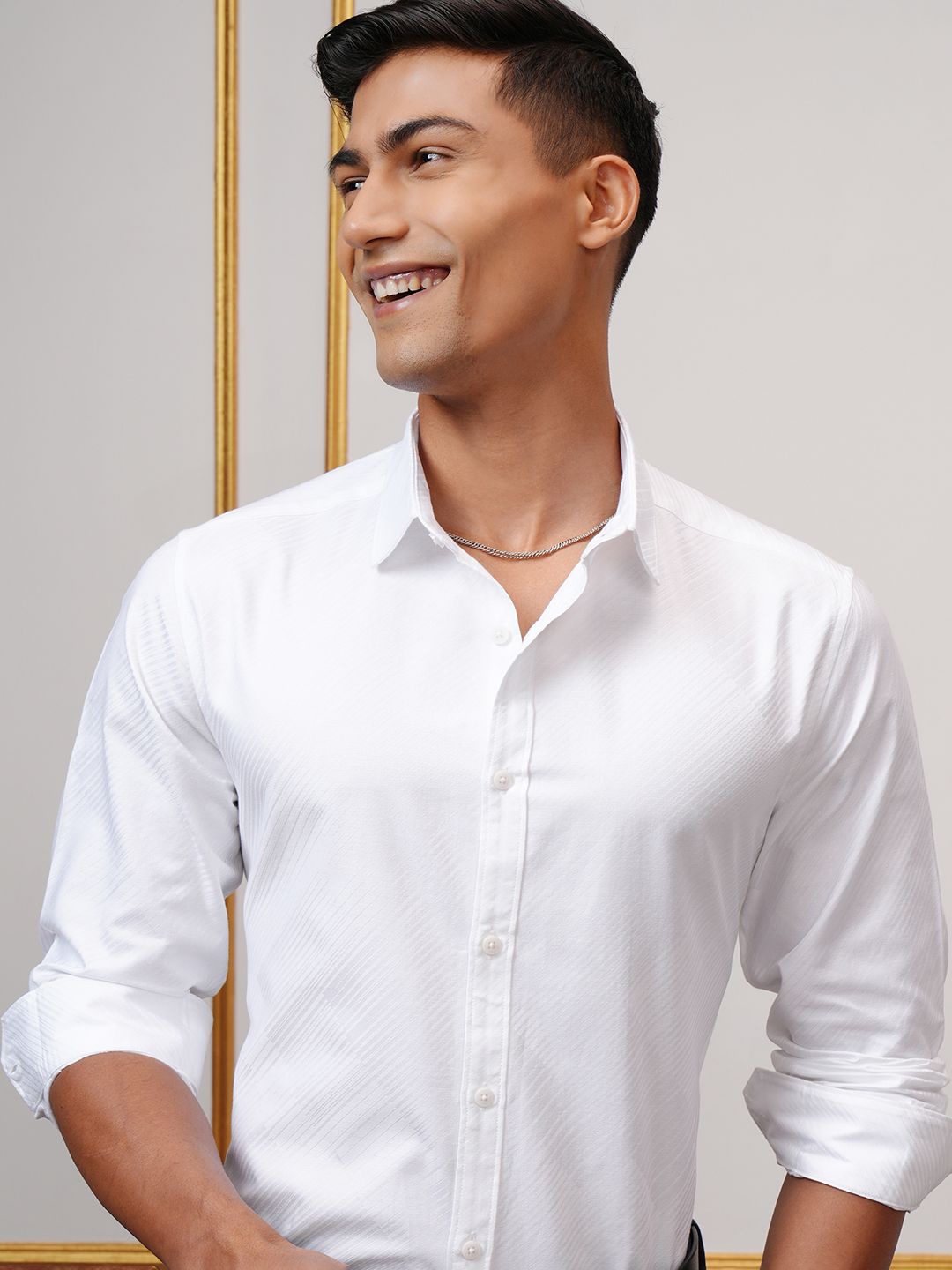 

LOCOMOTIVE Men Slim Fit Opaque Casual Shirt, White