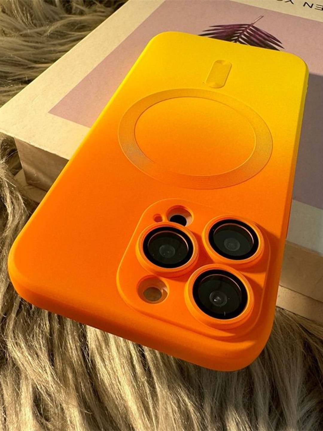 

Luxury Kase Solid Printed iPhone 13 Pro Back Case Mobile Accessories, Orange