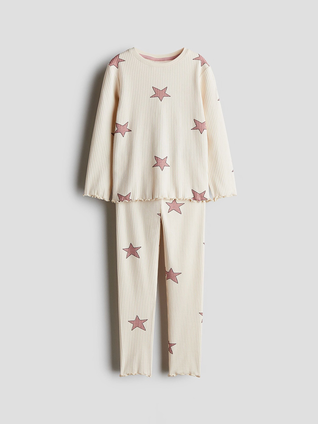 

H&M Girls Ribbed Night Suits, White