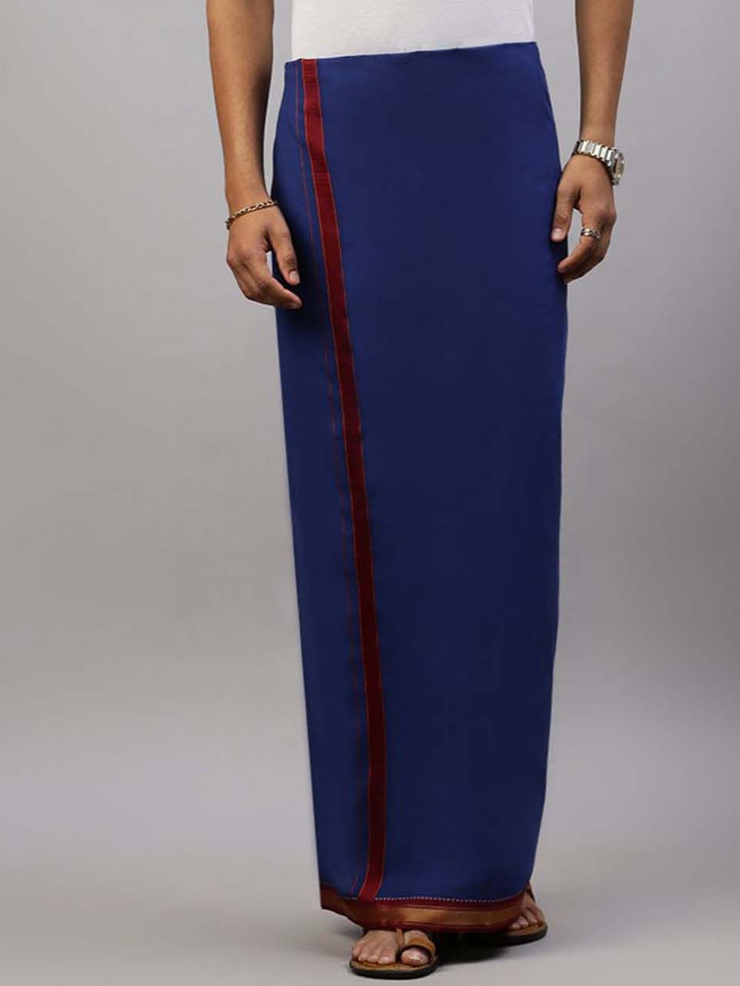 

Ramraj Men Cotton Slip-On Devotional Dhoti, Blue
