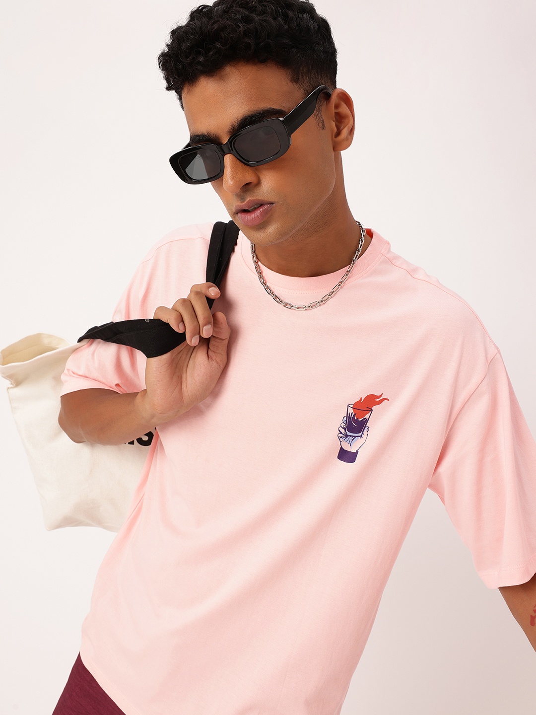 

Kook N Keech Street Vibe Minimal Printed Relaxed Fit T-shirt, Pink