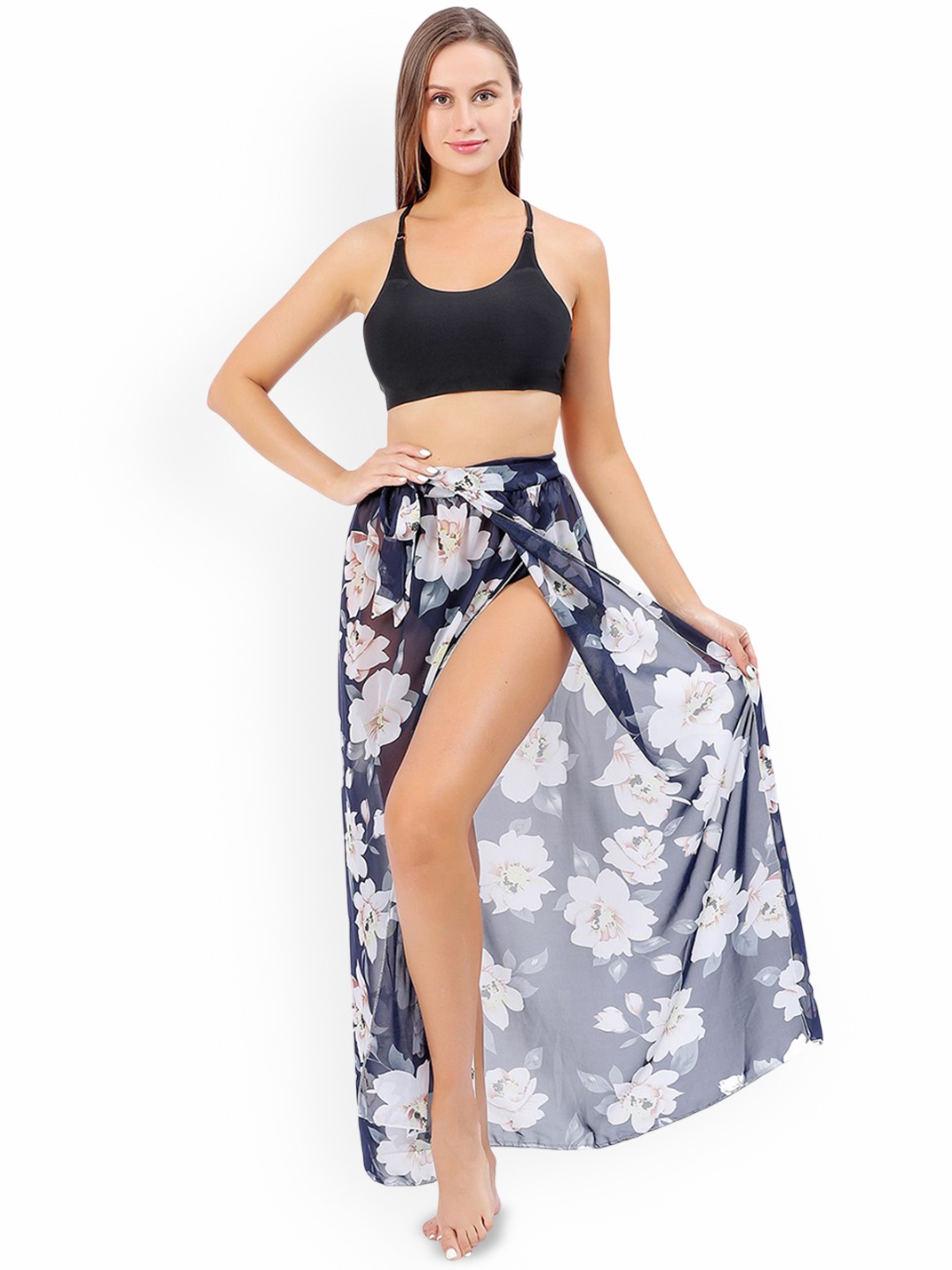 

CrossKulture Floral Printed Cover Up Sarong, Blue