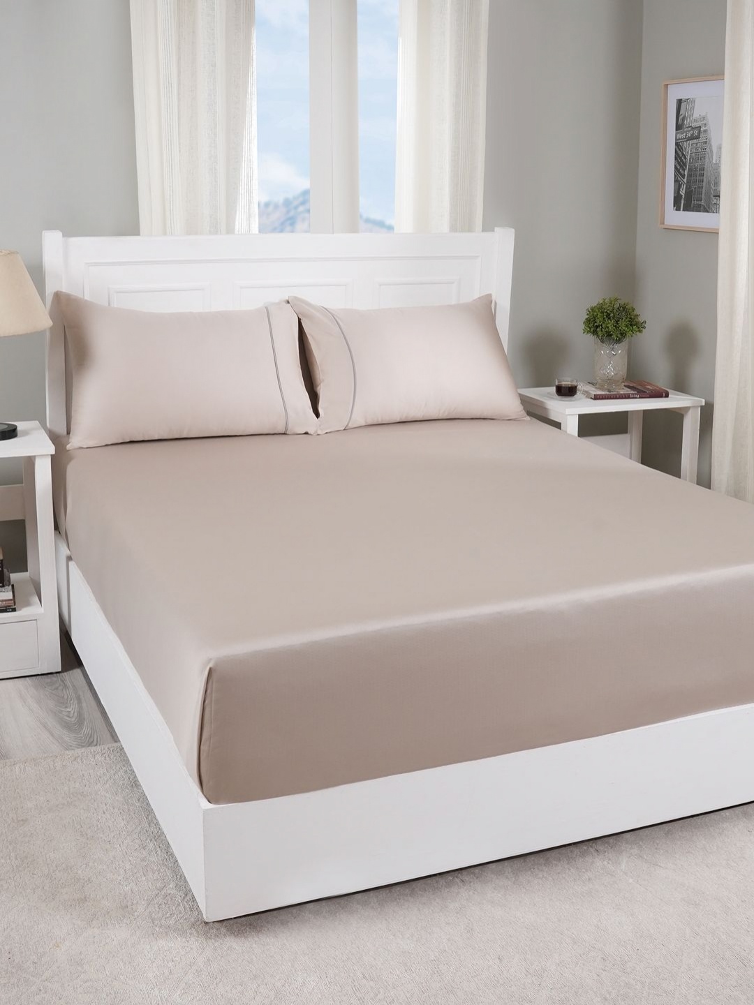 

MASPAR Beige 300 TC Bedsheet With 2 Pillow Covers 1.52 m x 2.24 m
