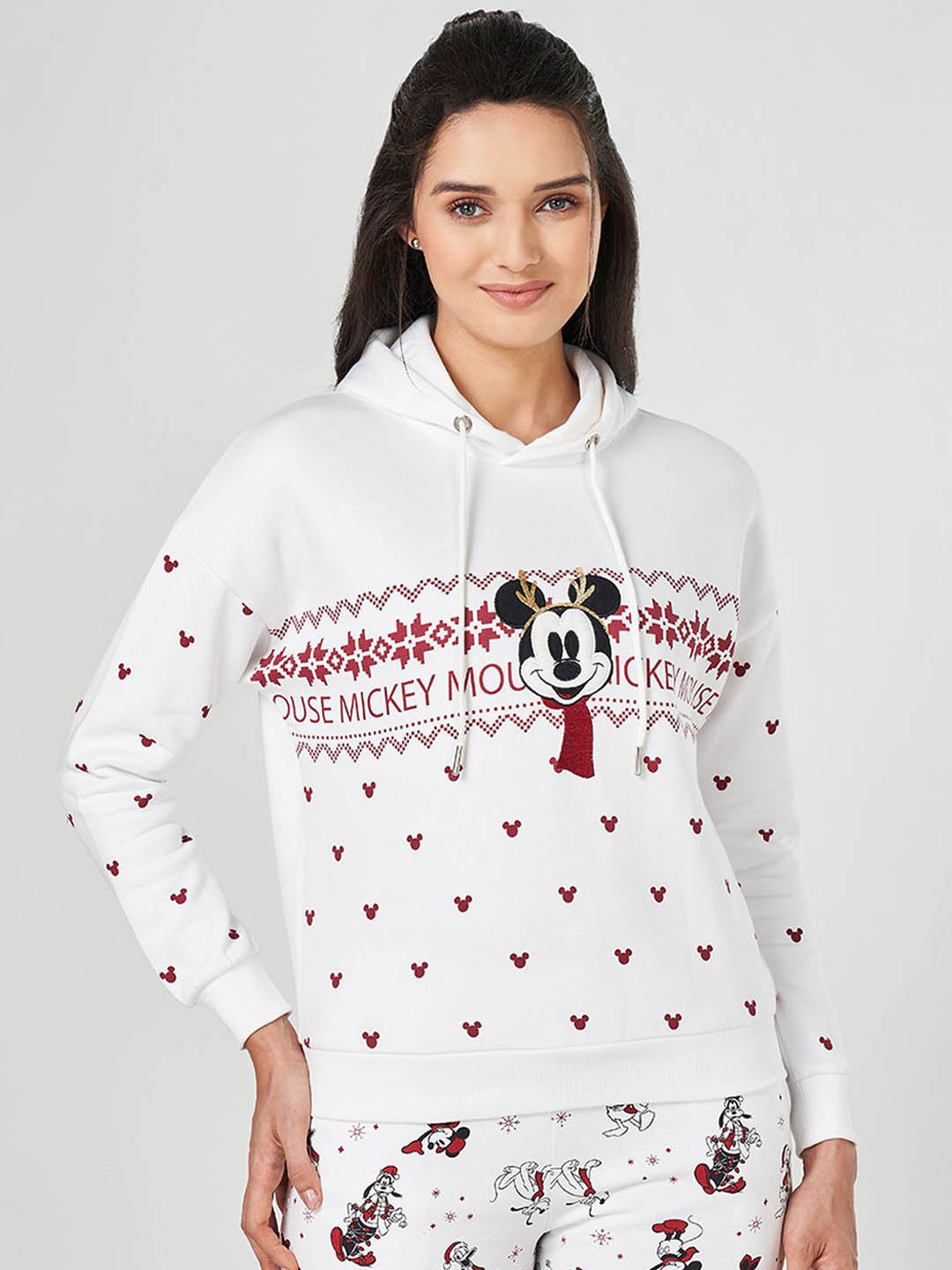 

Dreamz by Pantaloons Women Printed Long Sleeves Hooded Sweatshirt, Off white