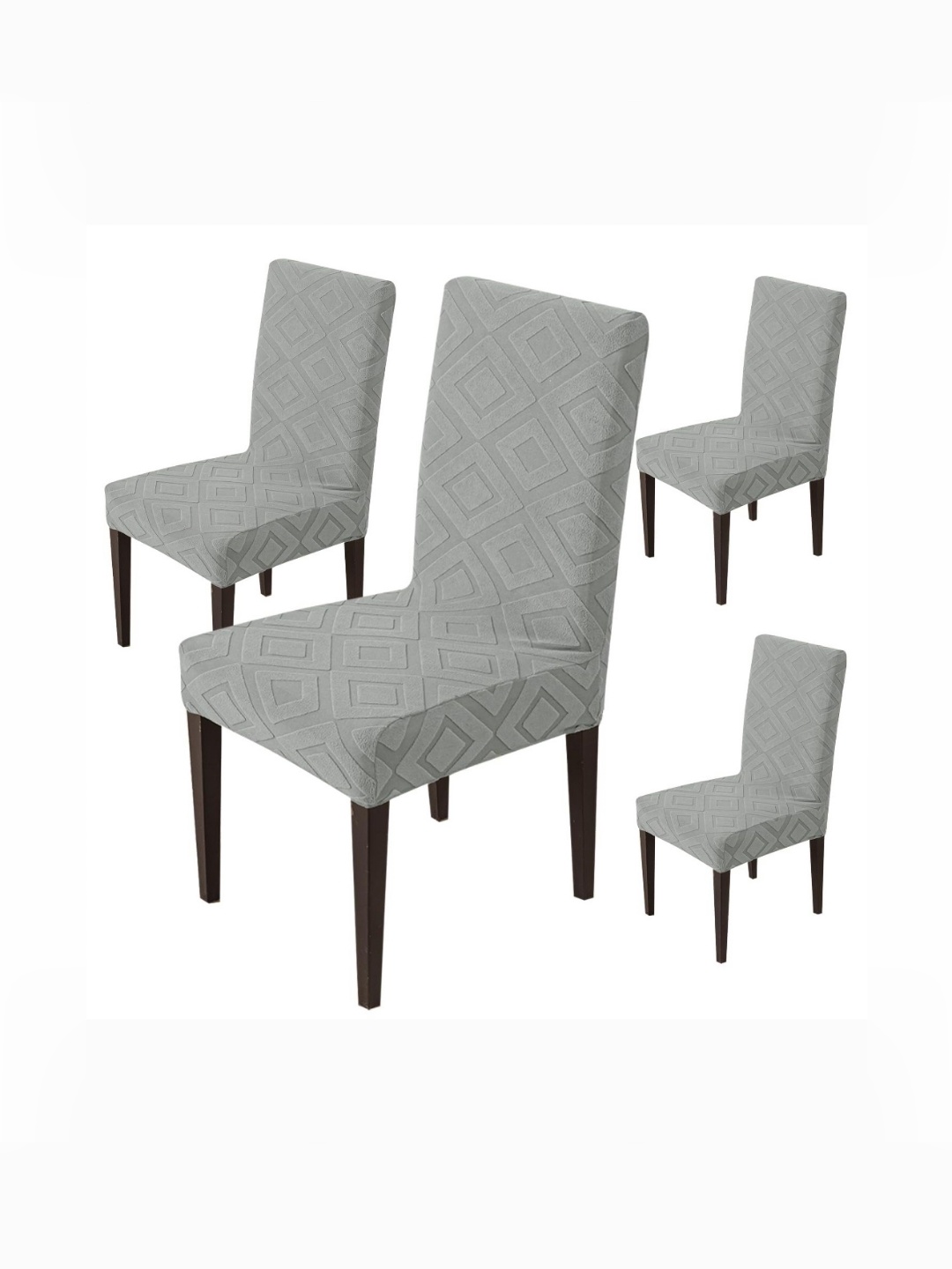 

HOUSE OF QUIRK 4-Pcs Grey Textured Removable Chair Covers