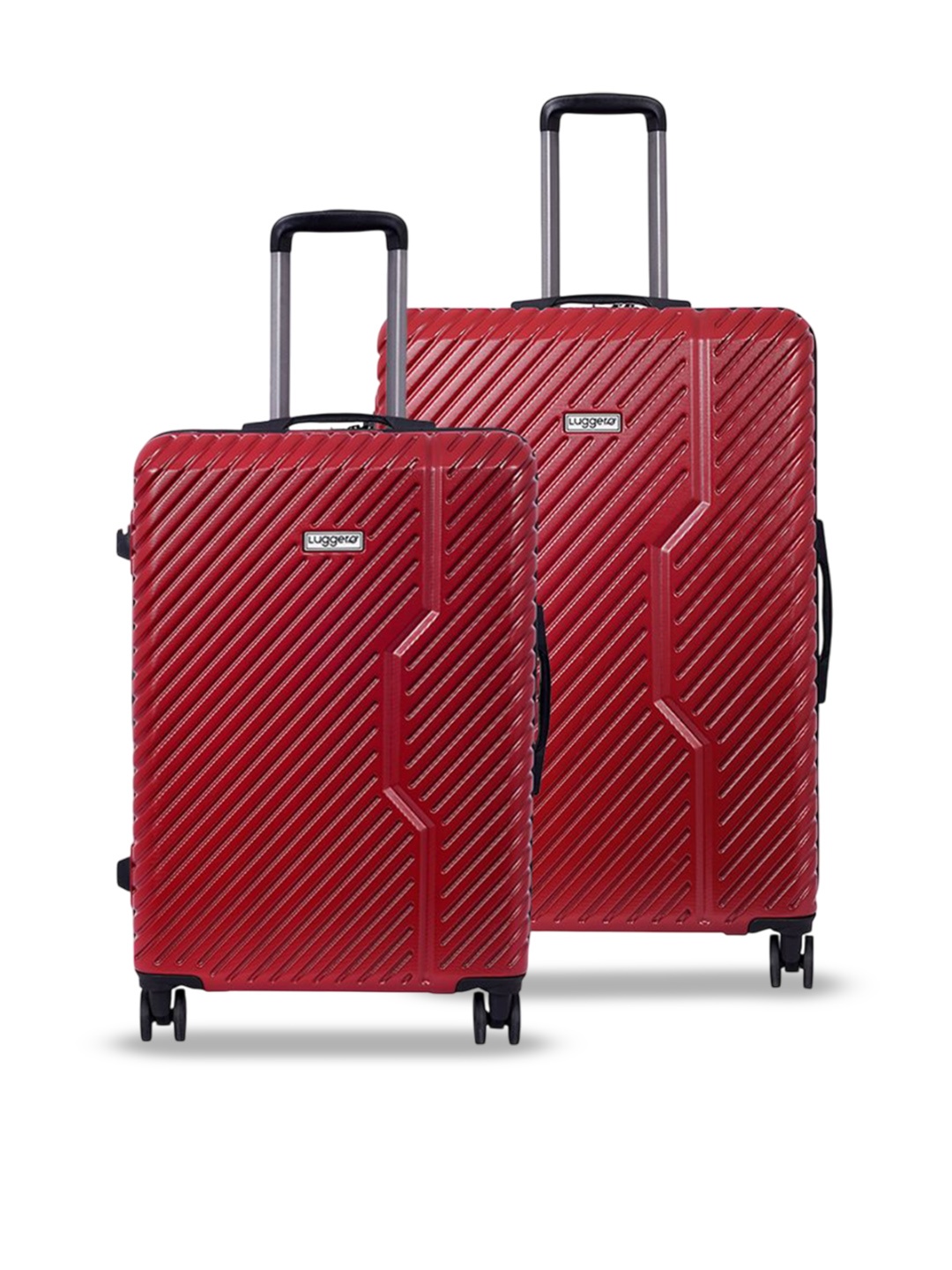 

Luggero Set Of 2 Hard Sided Large Trolley Suitcase, Red