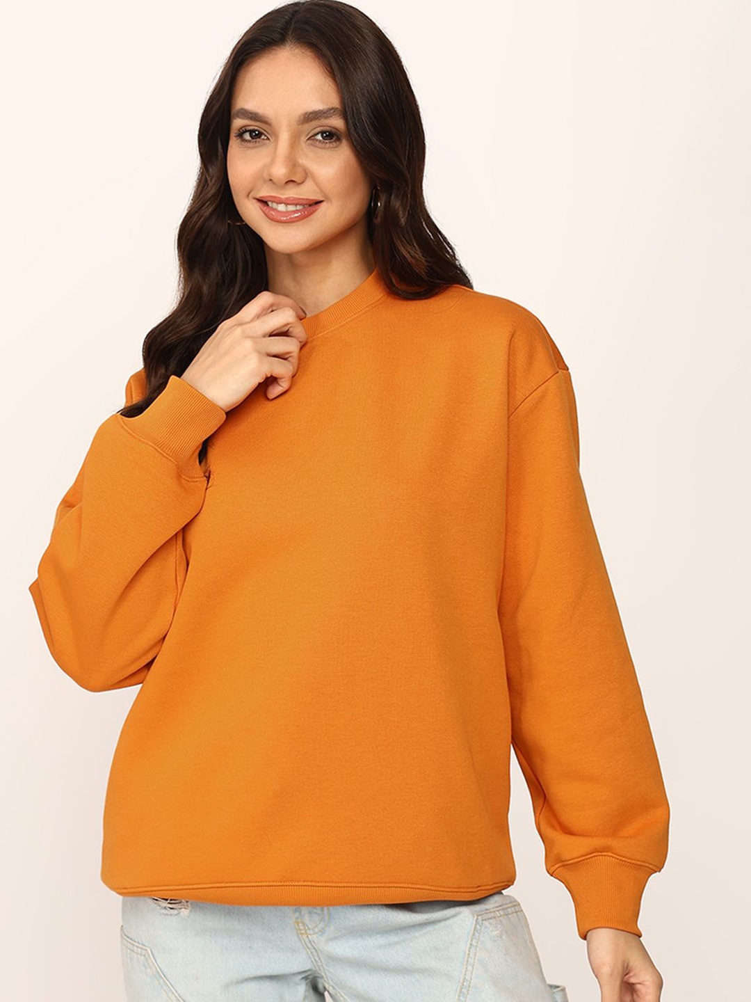 

DressBerry Women Round Neck Sweatshirt, Orange