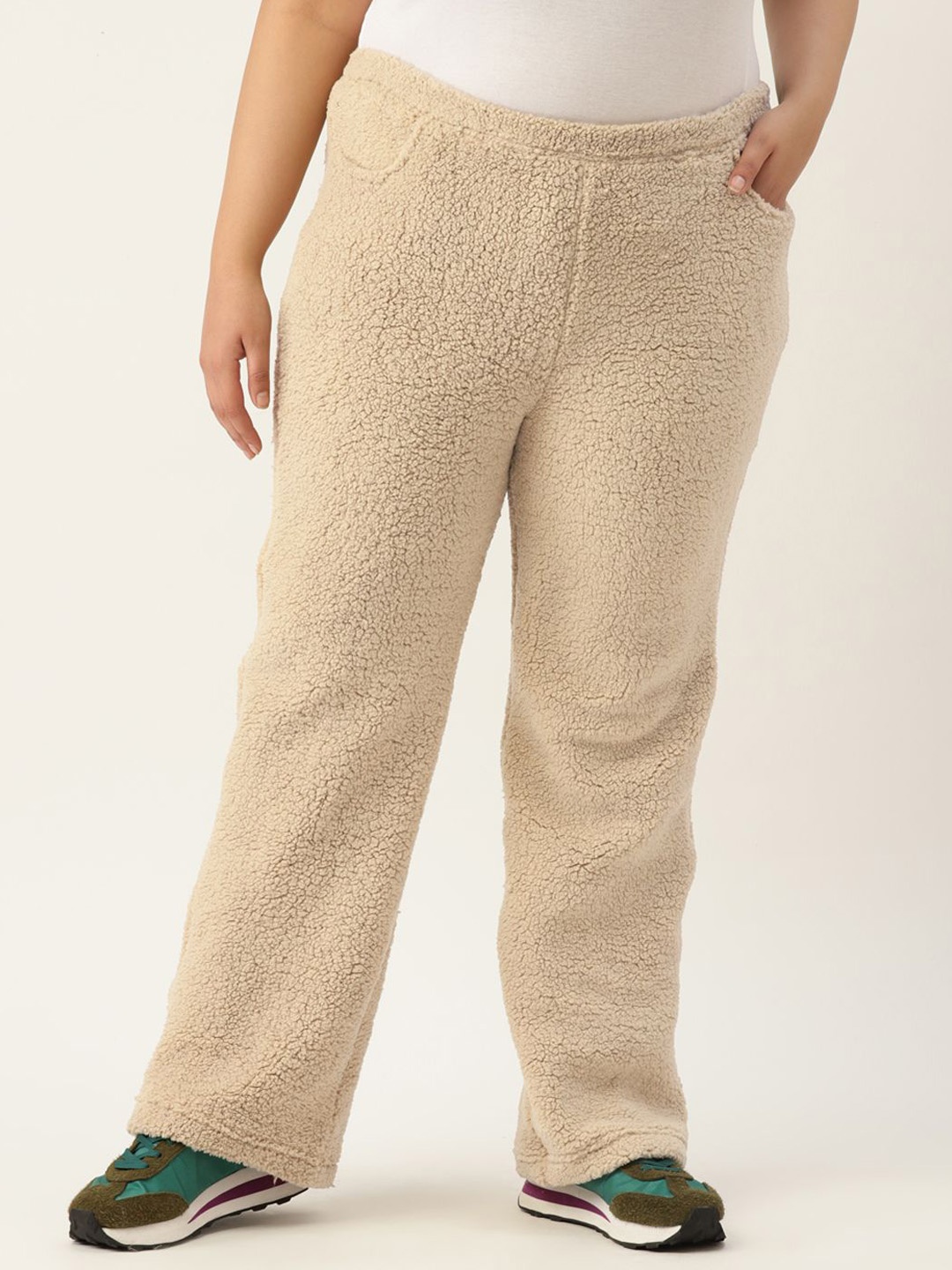 

theRebelinme Women Plus Size Regular Fit High-Rise Winter Trouser, Off white