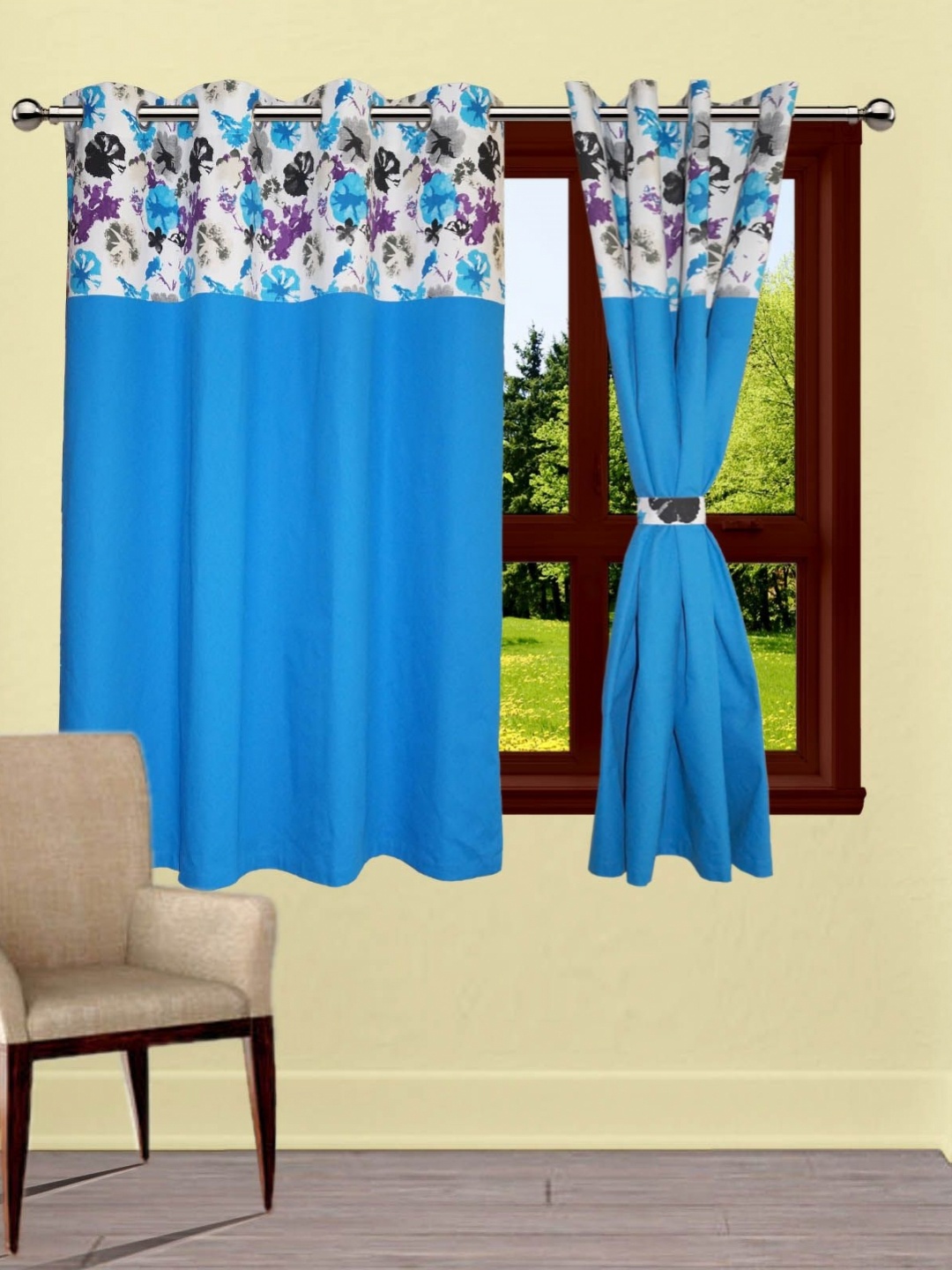 

Lushomes Blue & Purple Ethnic Motifs Window Curtain